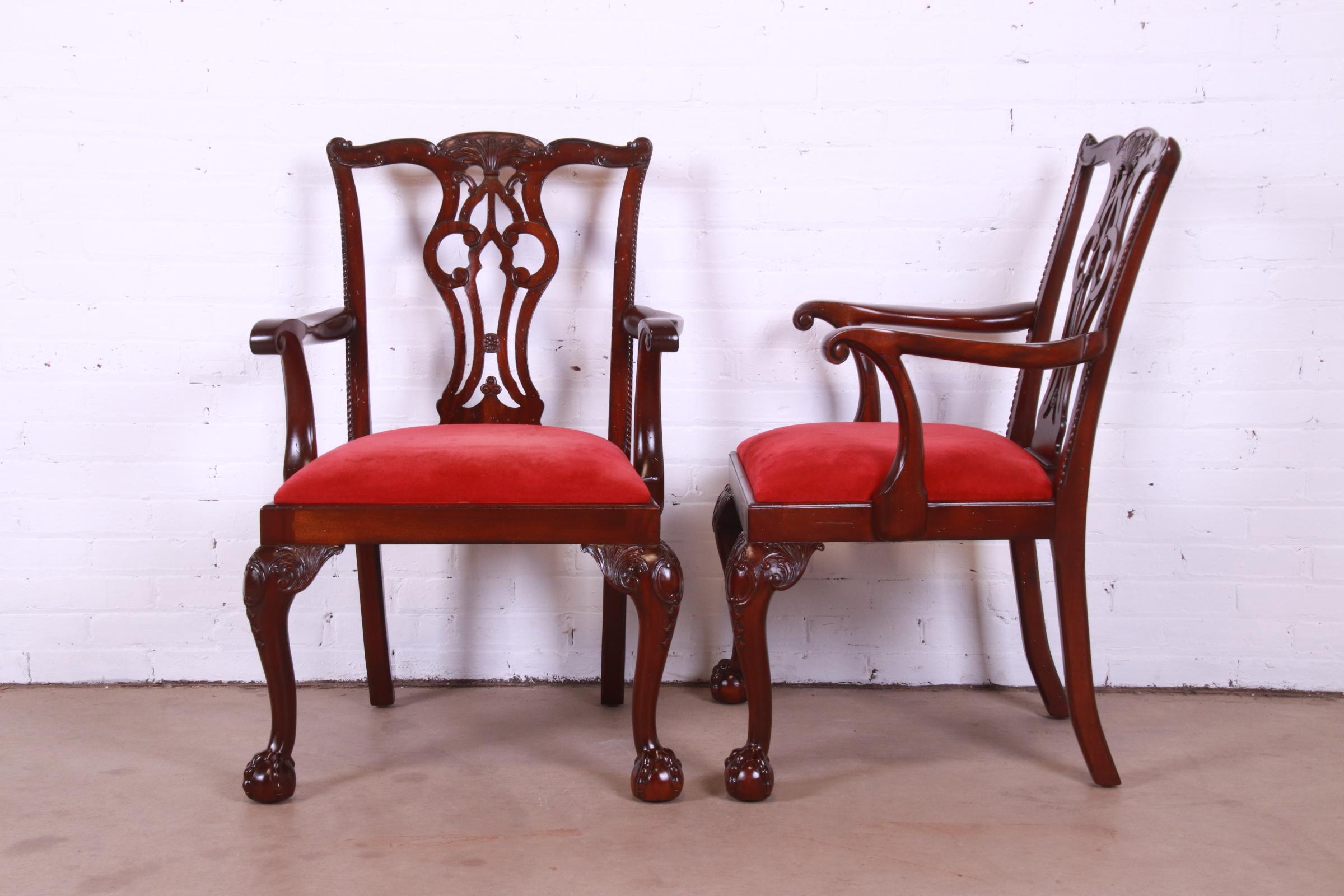 Lexington Furniture Chippendale Carved Mahogany Dining Chairs, Set of Six 6