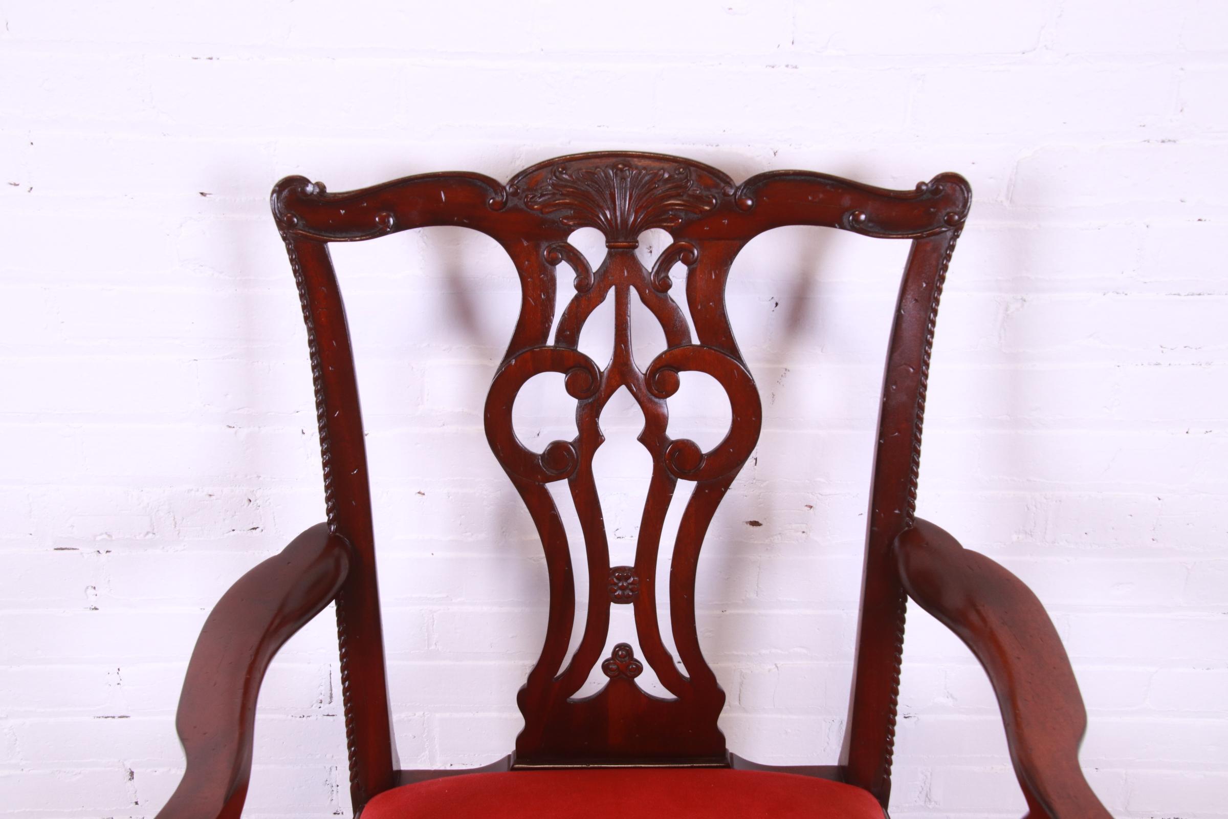 Lexington Furniture Chippendale Carved Mahogany Dining Chairs, Set of Six 7