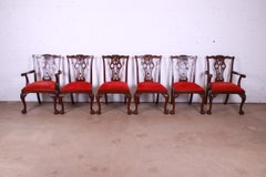 Lexington Furniture Chippendale Carved Mahogany Dining Chairs, Set of Six