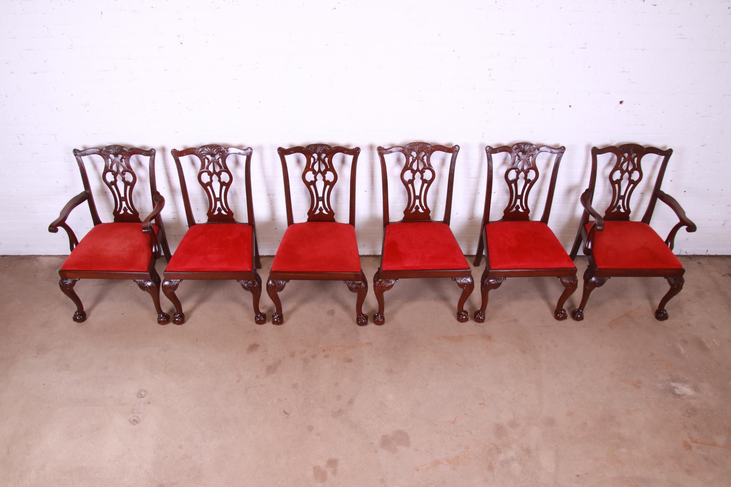 Lexington Furniture Chippendale Carved Mahogany Dining Chairs, Set of Six 1