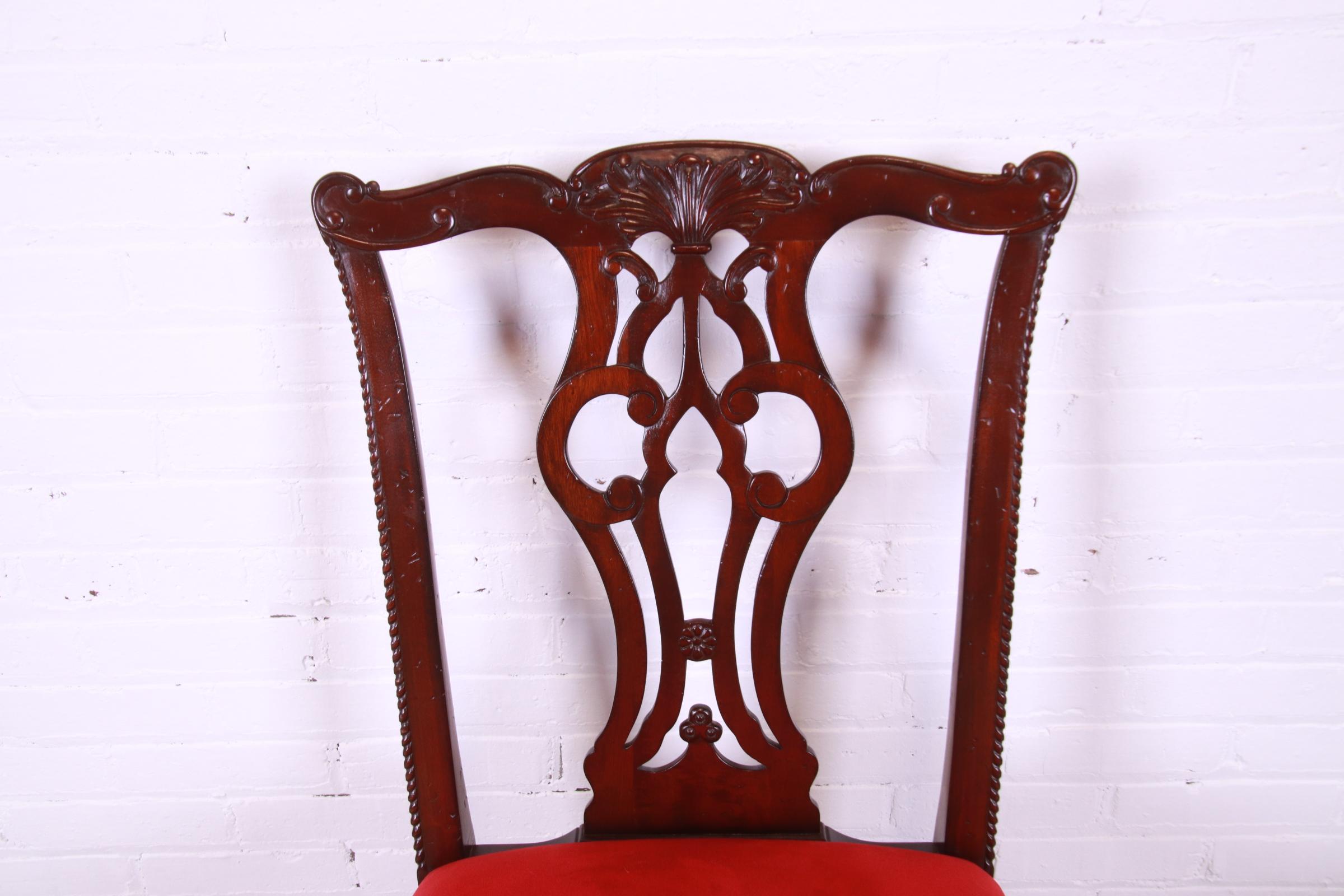 Lexington Furniture Chippendale Carved Mahogany Dining Chairs, Set of Six 3