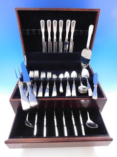 Lexington Jensen USA Sterling Silver Flatware Set Service 66 Pieces Fiddle
