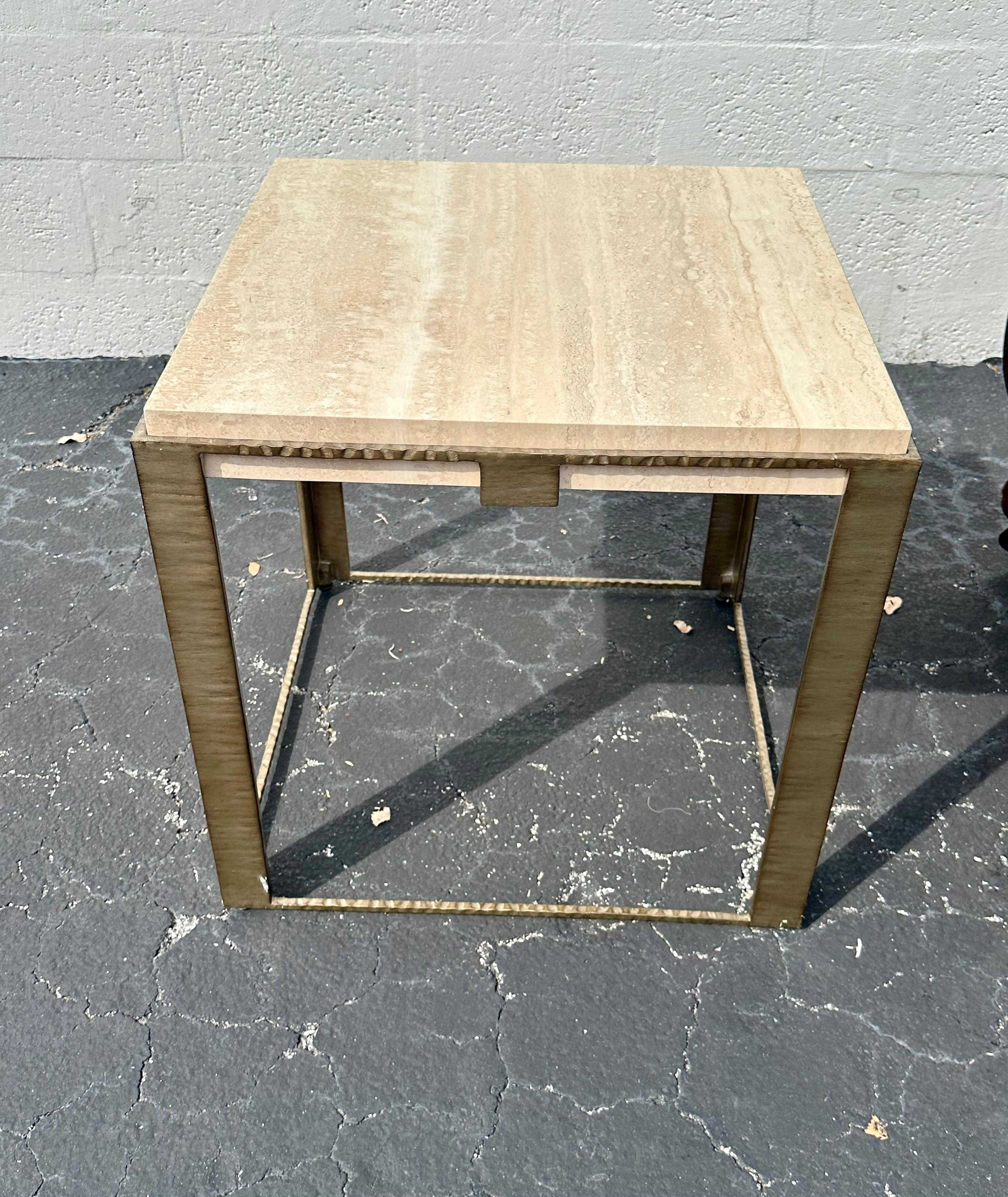 Lexington Laurel Canyon Travertine End Tables, Set of 2 For Sale 1