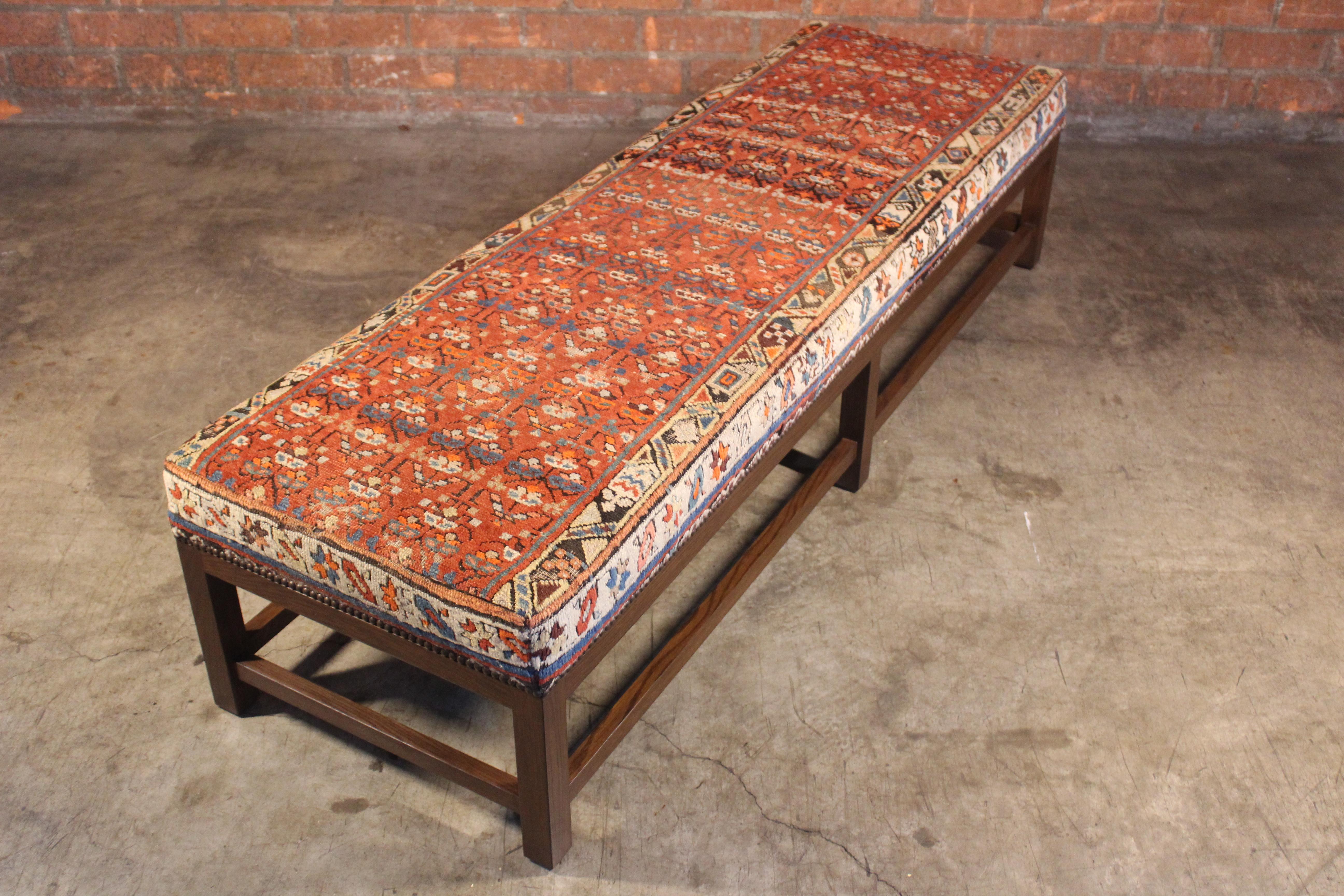 Lexington Ottoman or Bench Upholstered in a Vintage Turkish Rug 4