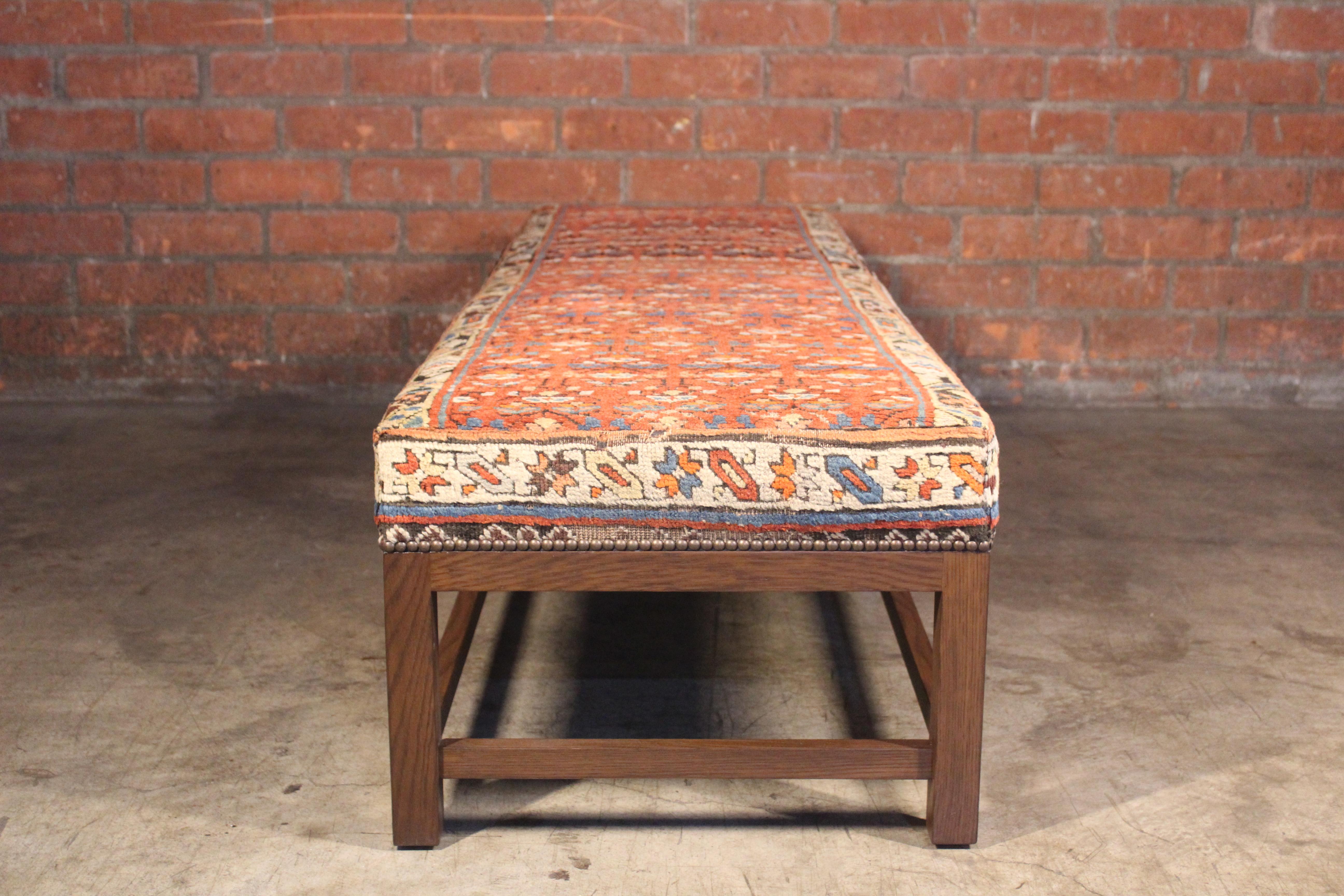 Lexington Ottoman or Bench Upholstered in a Vintage Turkish Rug 5