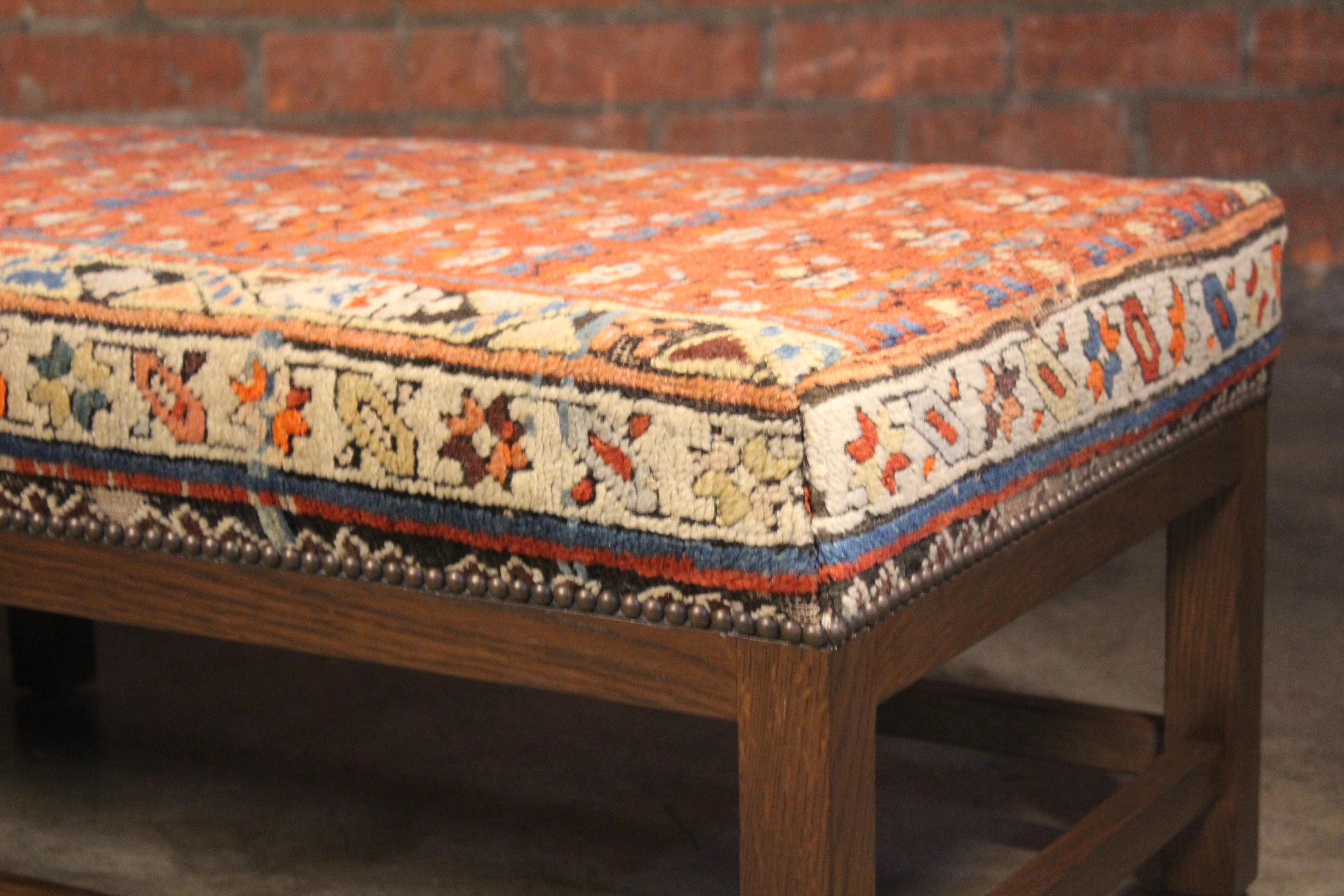 Lexington Ottoman or Bench Upholstered in a Vintage Turkish Rug 10