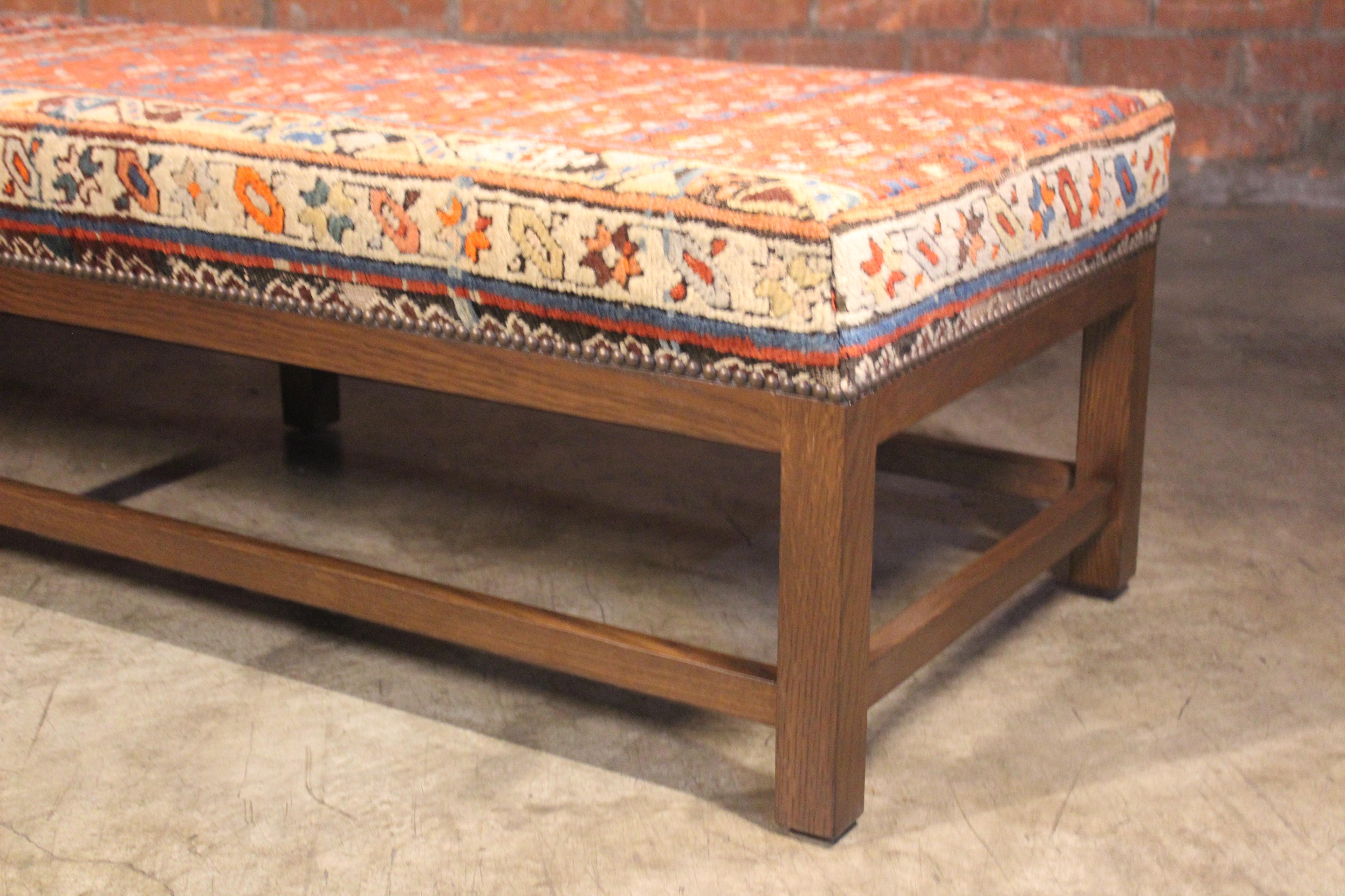 Lexington Ottoman or Bench Upholstered in a Vintage Turkish Rug 11