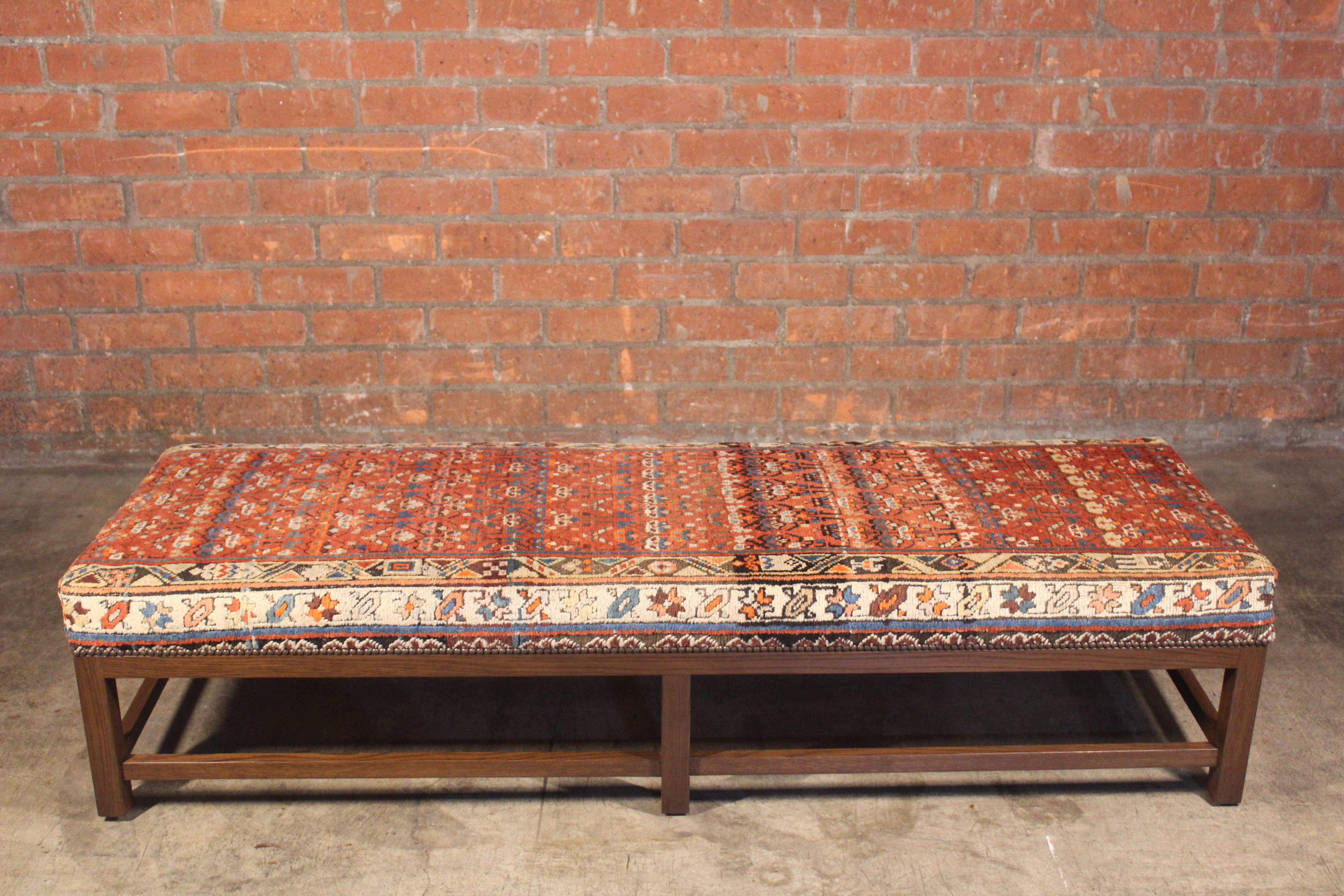 Lexington Ottoman or Bench Upholstered in a Vintage Turkish Rug In Good Condition In Los Angeles, CA