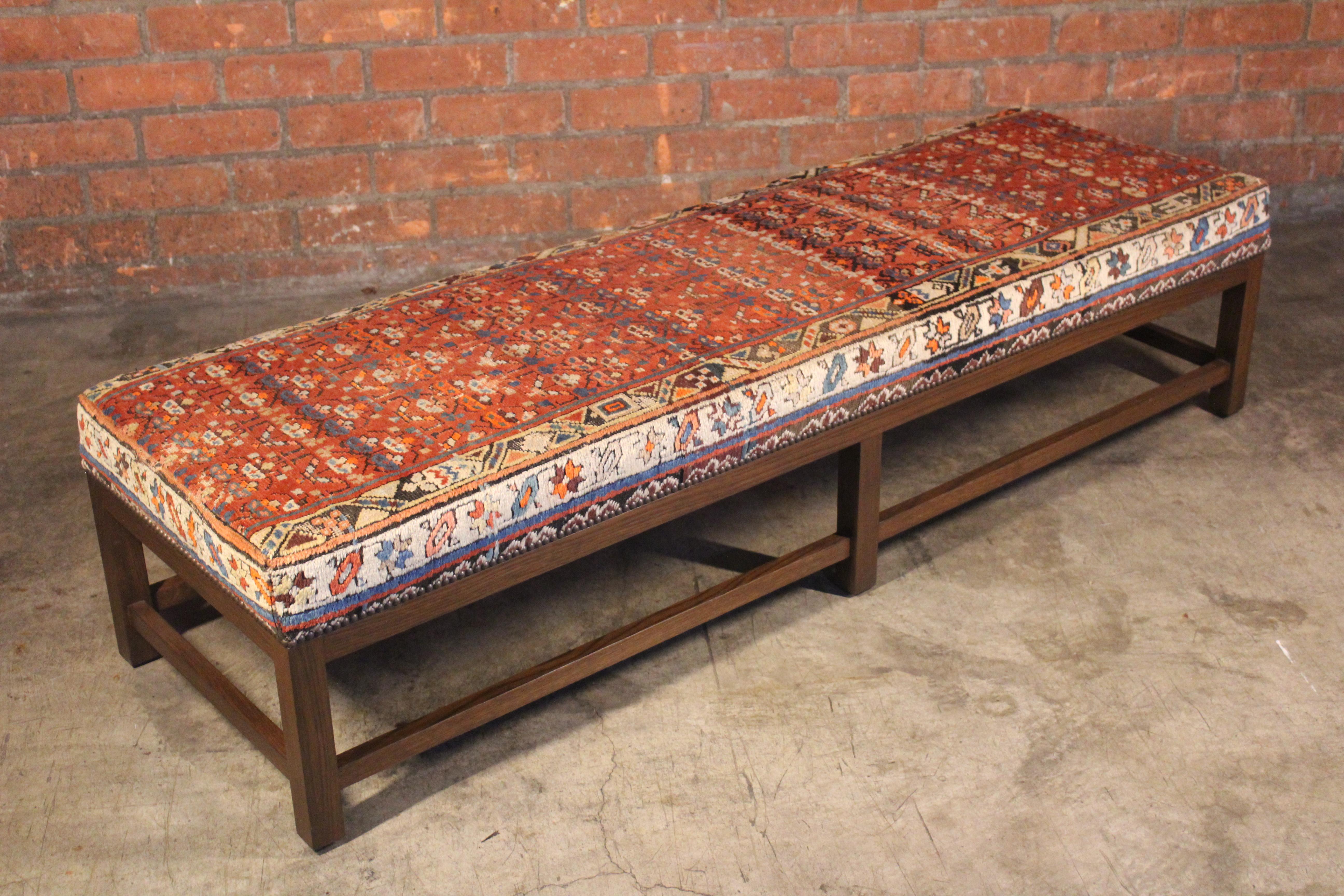 Contemporary Lexington Ottoman or Bench Upholstered in a Vintage Turkish Rug