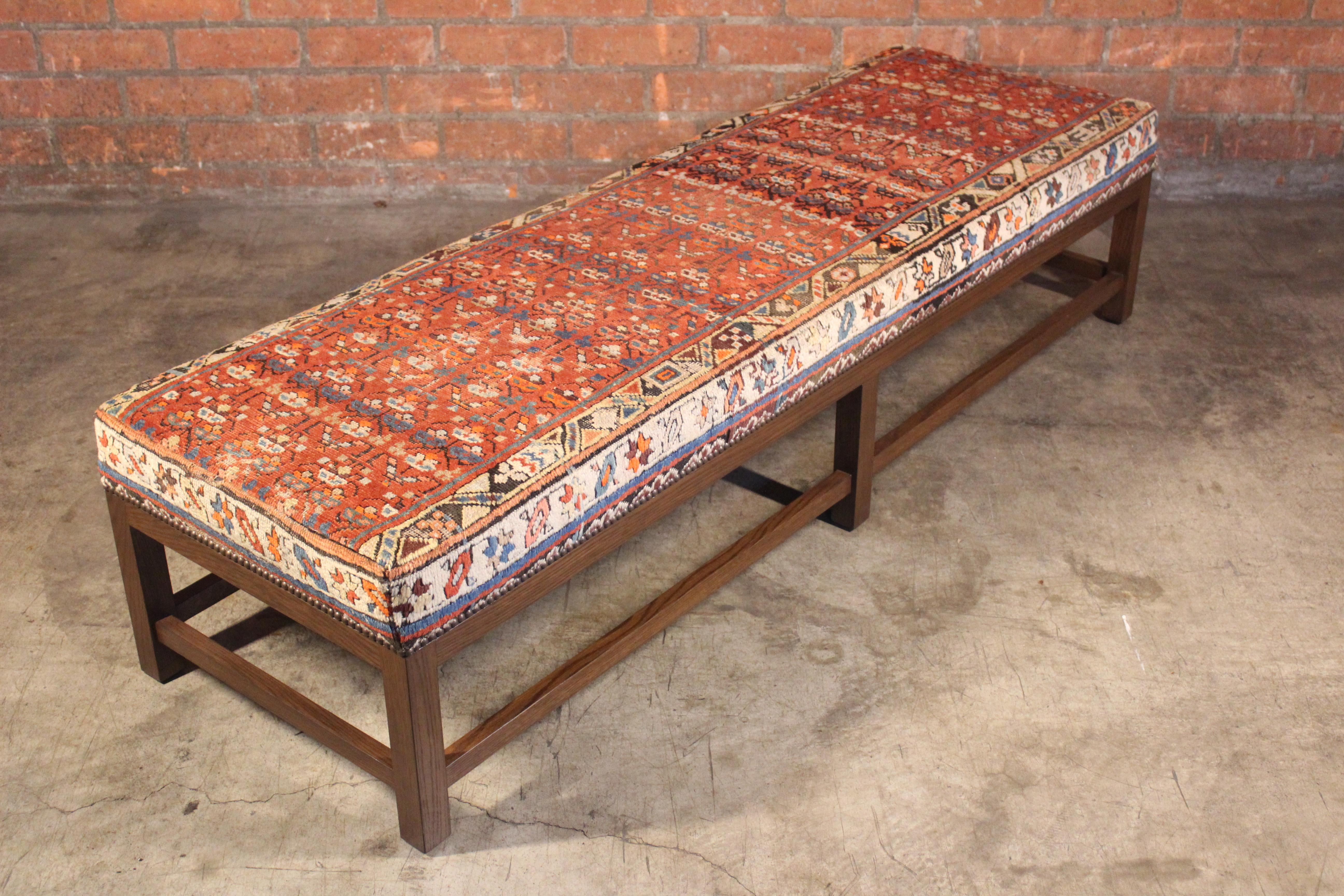 Lexington Ottoman or Bench Upholstered in a Vintage Turkish Rug 1