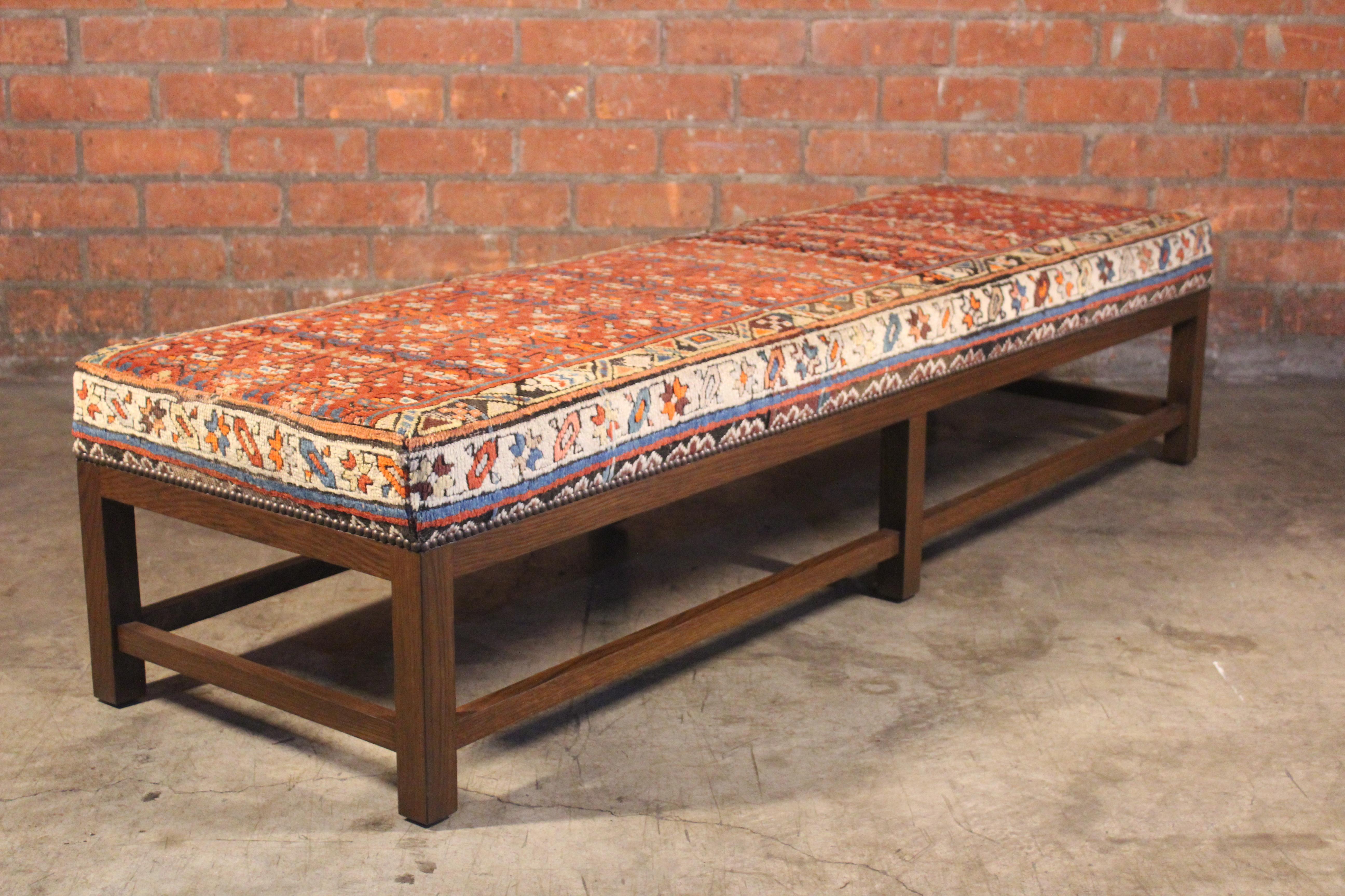 Lexington Ottoman or Bench Upholstered in a Vintage Turkish Rug 2
