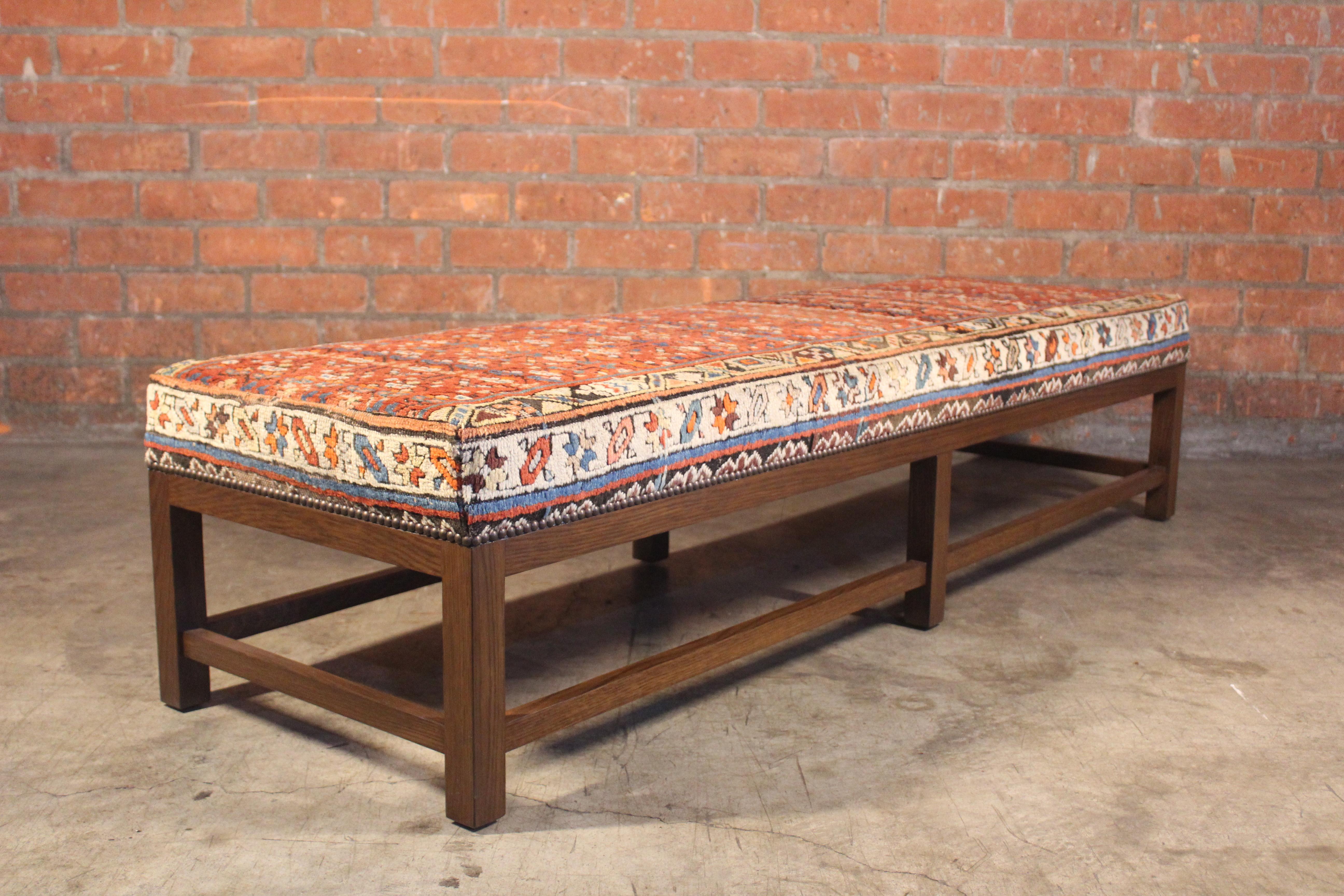 Lexington Ottoman or Bench Upholstered in a Vintage Turkish Rug 3