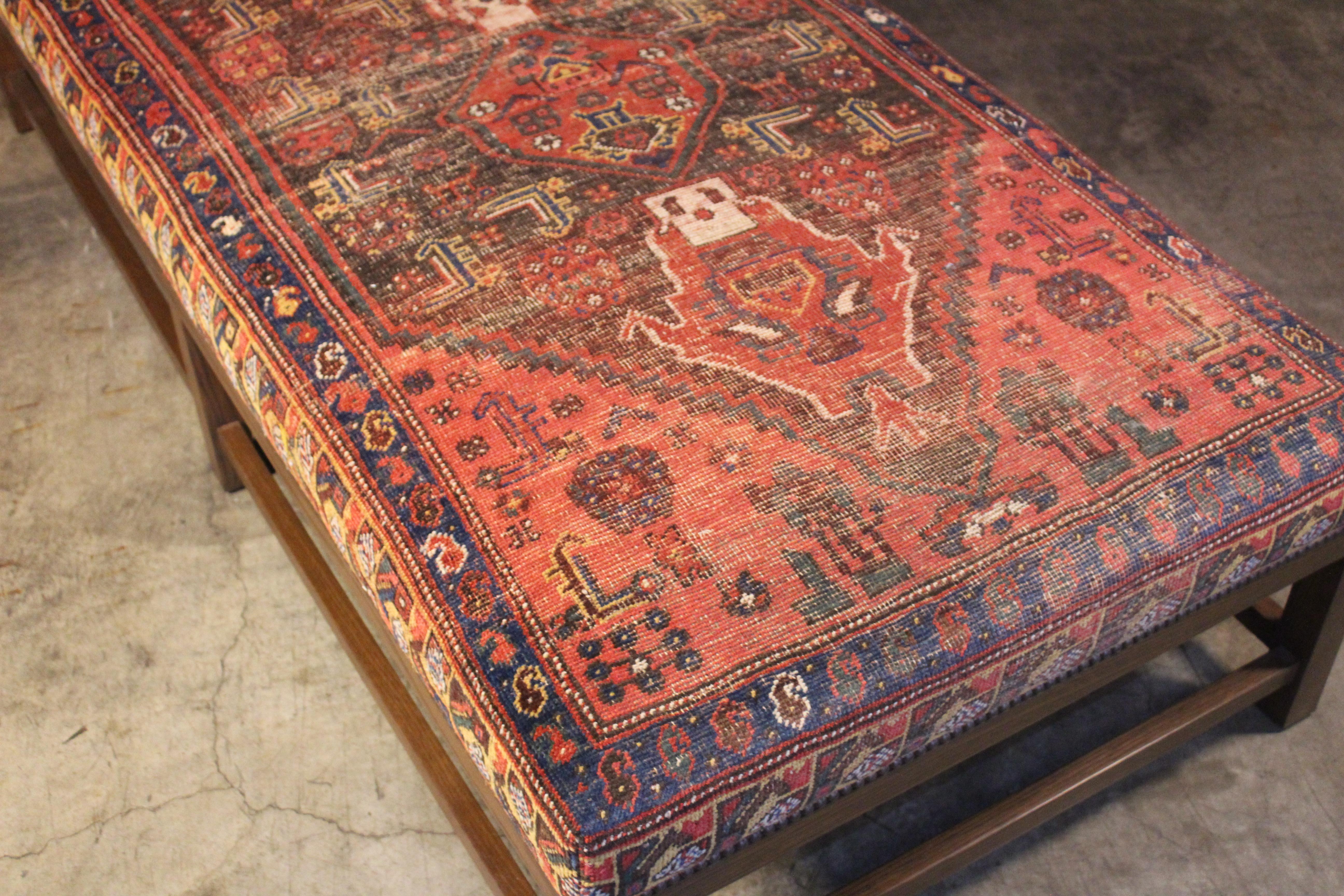 Lexington Ottoman Upholstered in a Vintage Turkish Rug 5