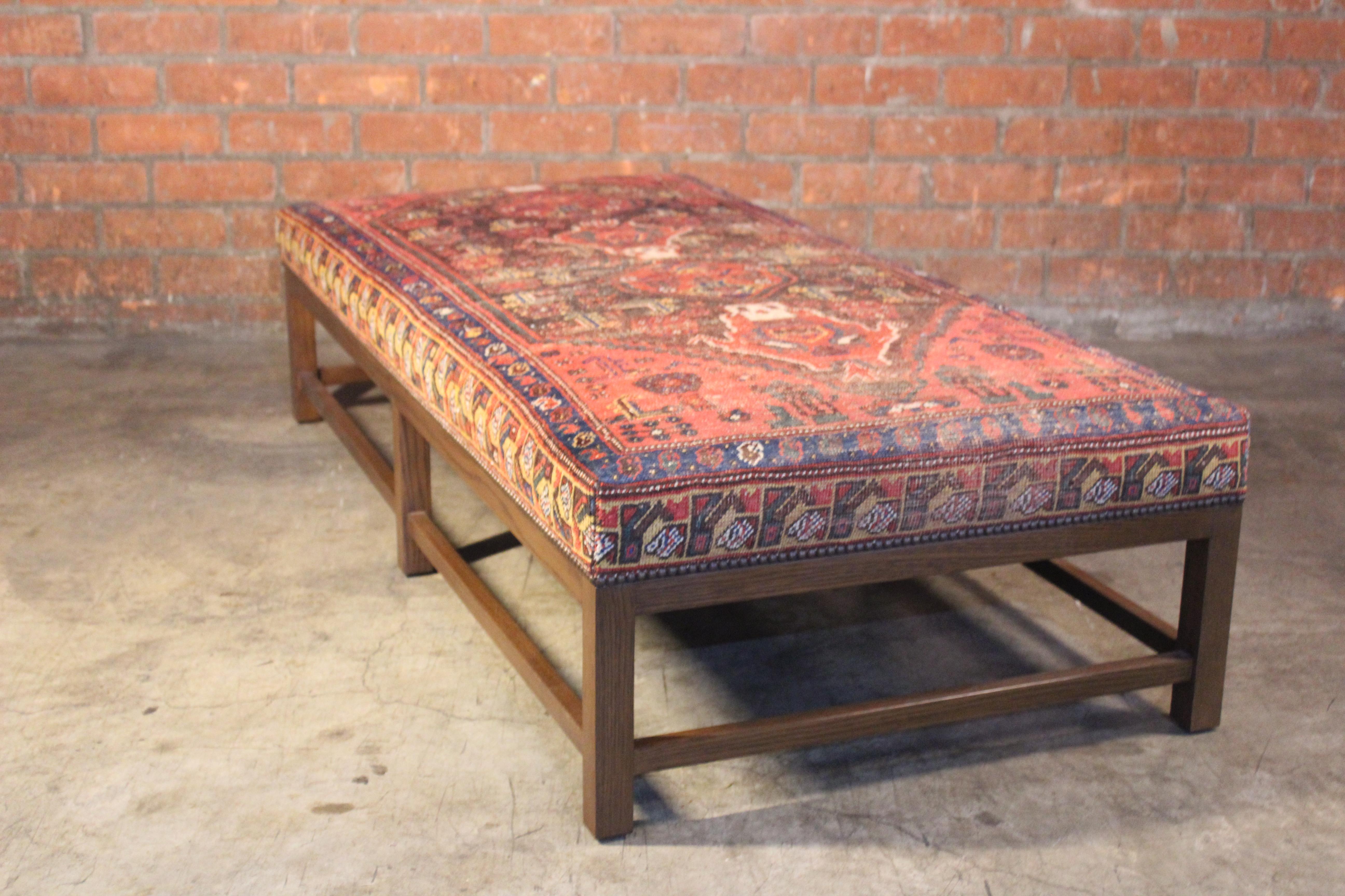 Lexington Ottoman Upholstered in a Vintage Turkish Rug 8