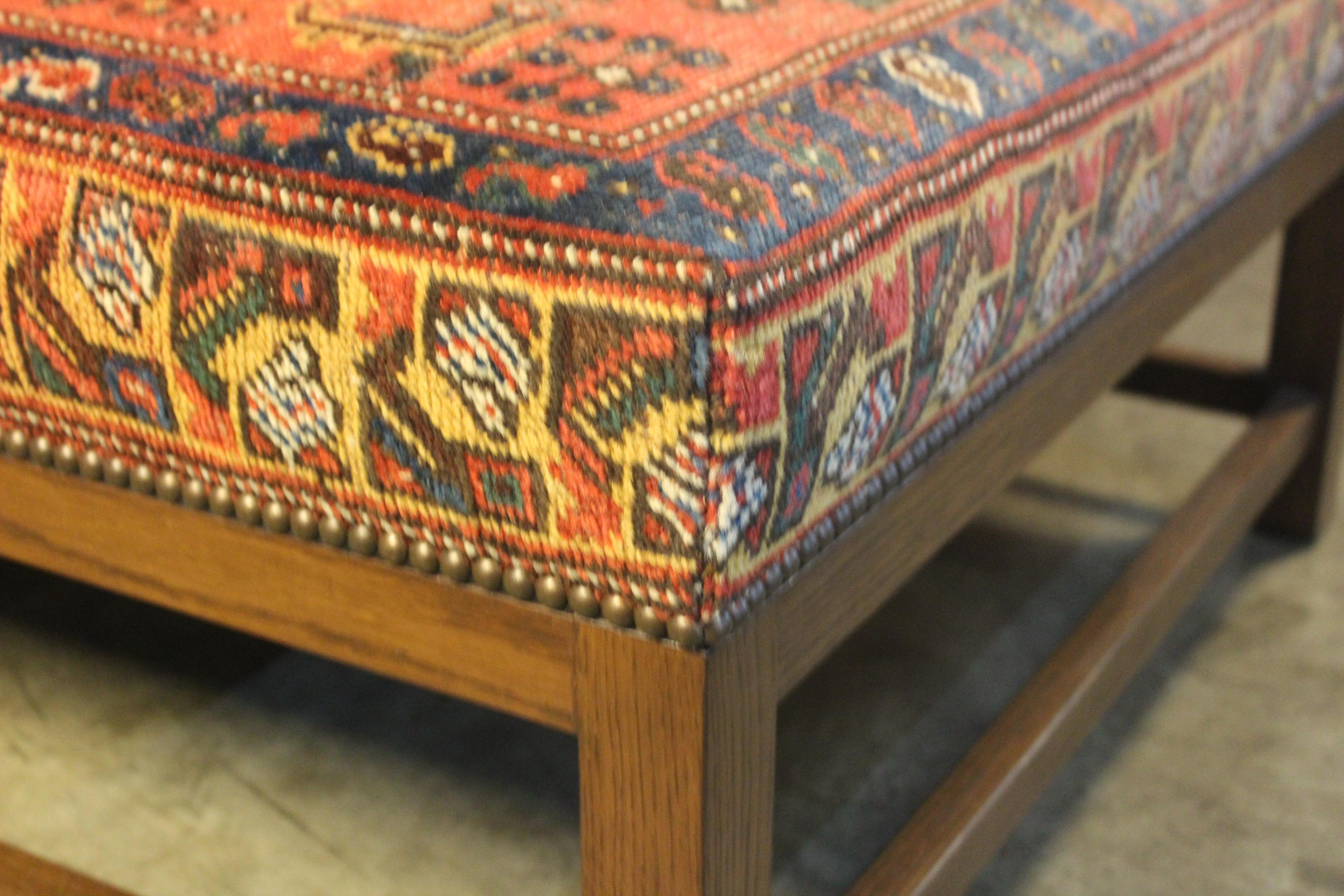 Lexington Ottoman Upholstered in a Vintage Turkish Rug 10