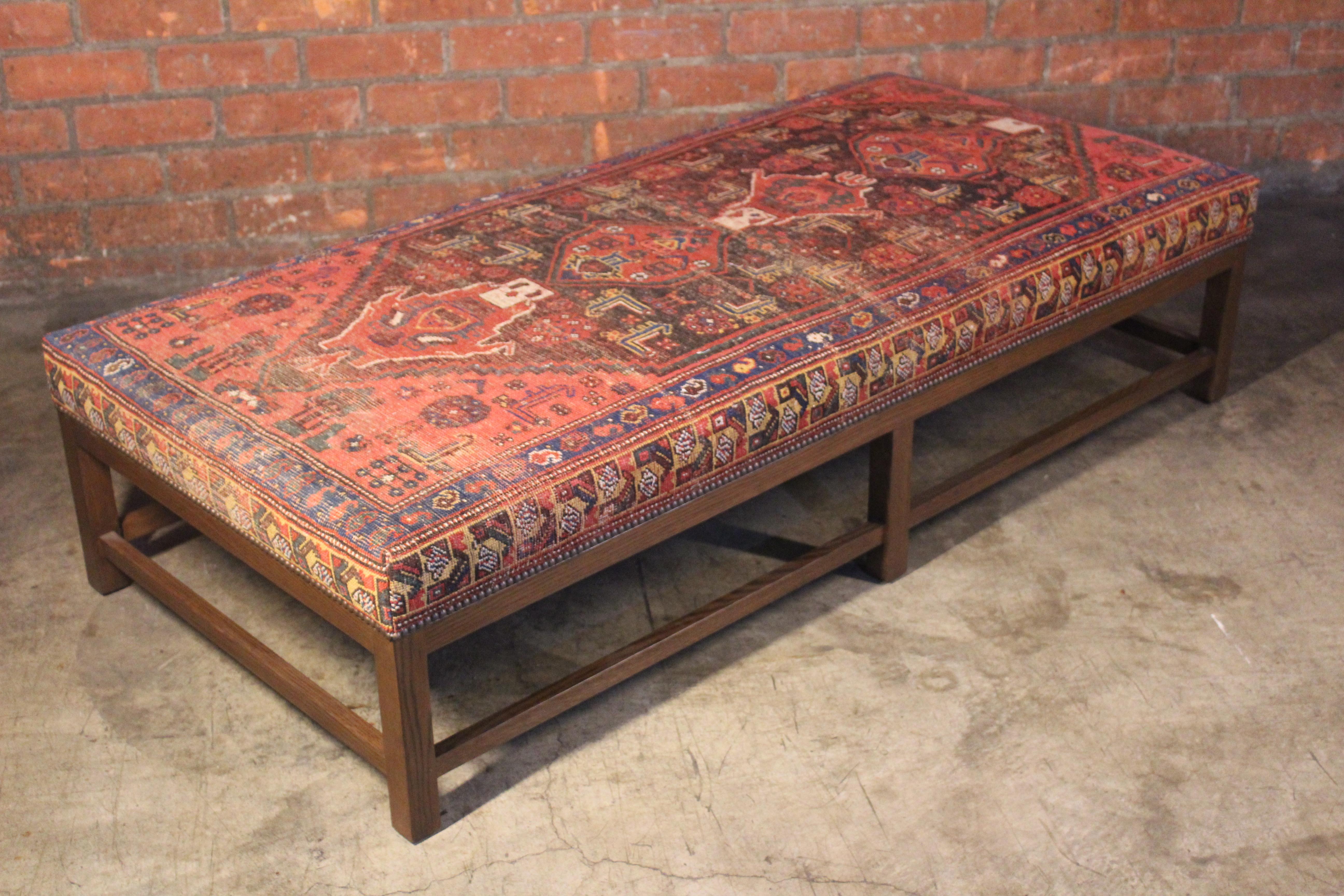 Contemporary Lexington Ottoman Upholstered in a Vintage Turkish Rug
