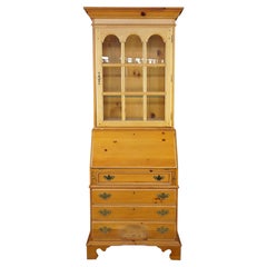 Lexington Pine Drop Front Secretary Desk Bureau Lighted Display Cabinet Bookcase
