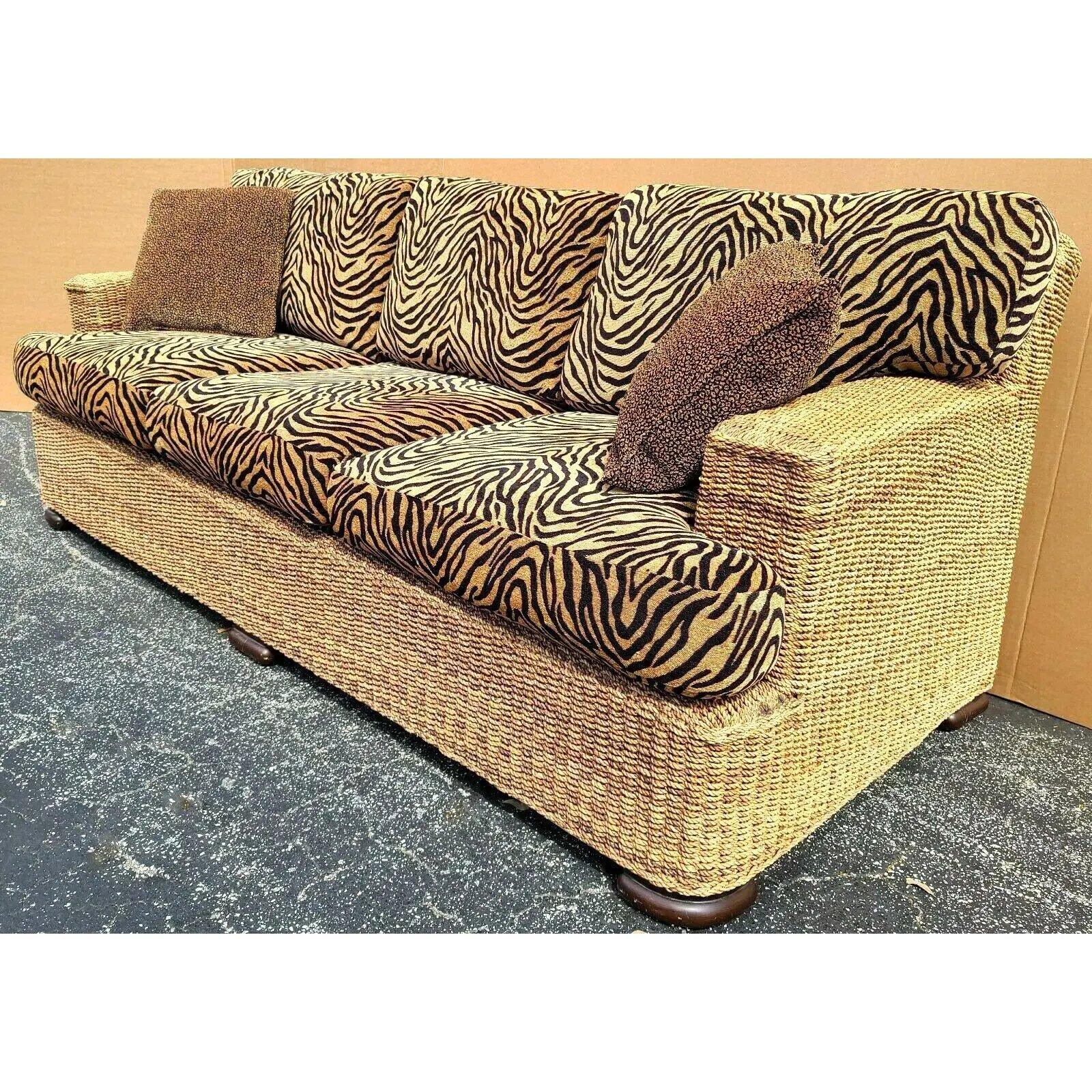 Lexington Rope Sofa Animal Print Cushions Bon état - En vente à Lake Worth, FL