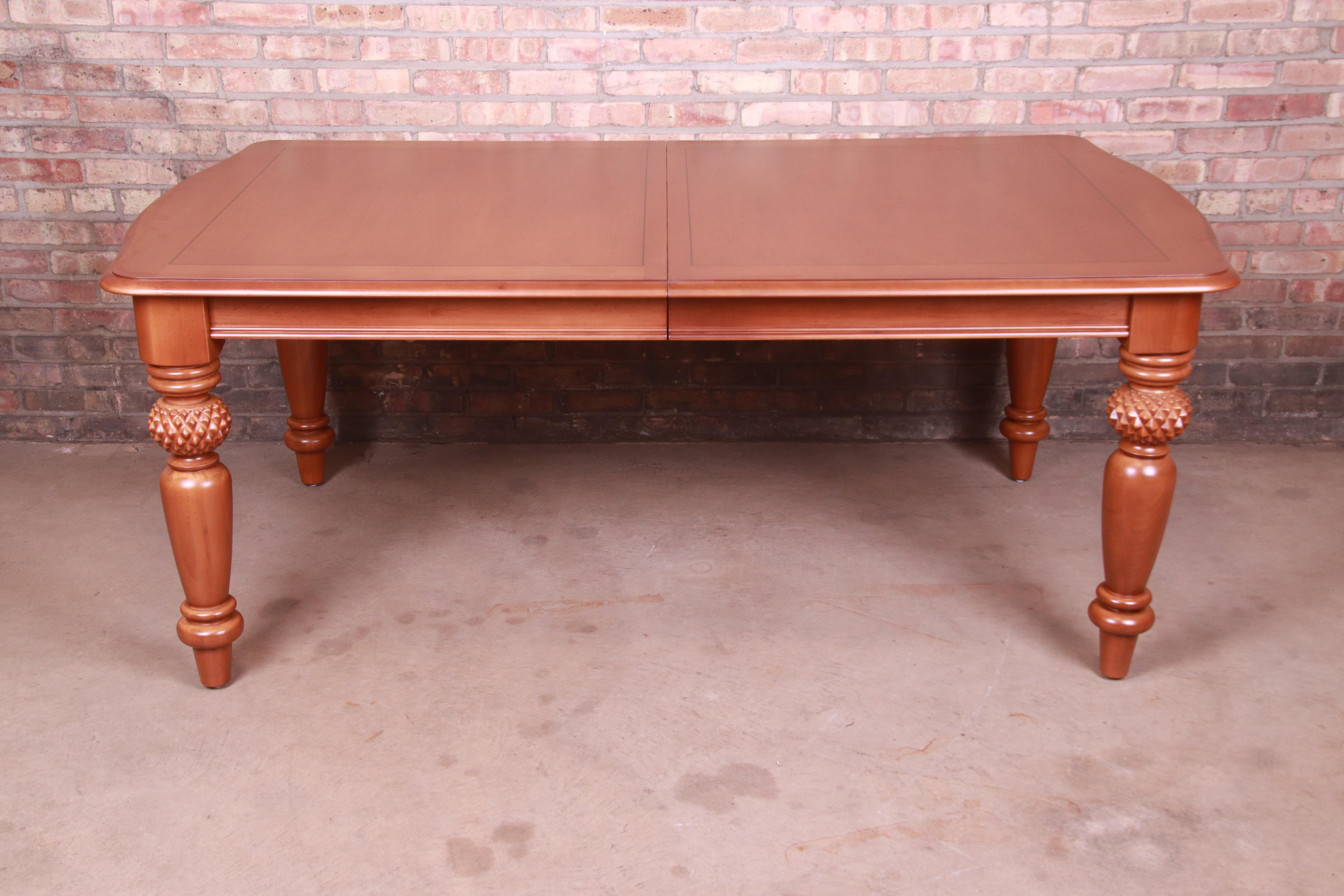 20th Century Lexington Tommy Bahama Collection Maple Extension Dining Table, Newly Refinished For Sale