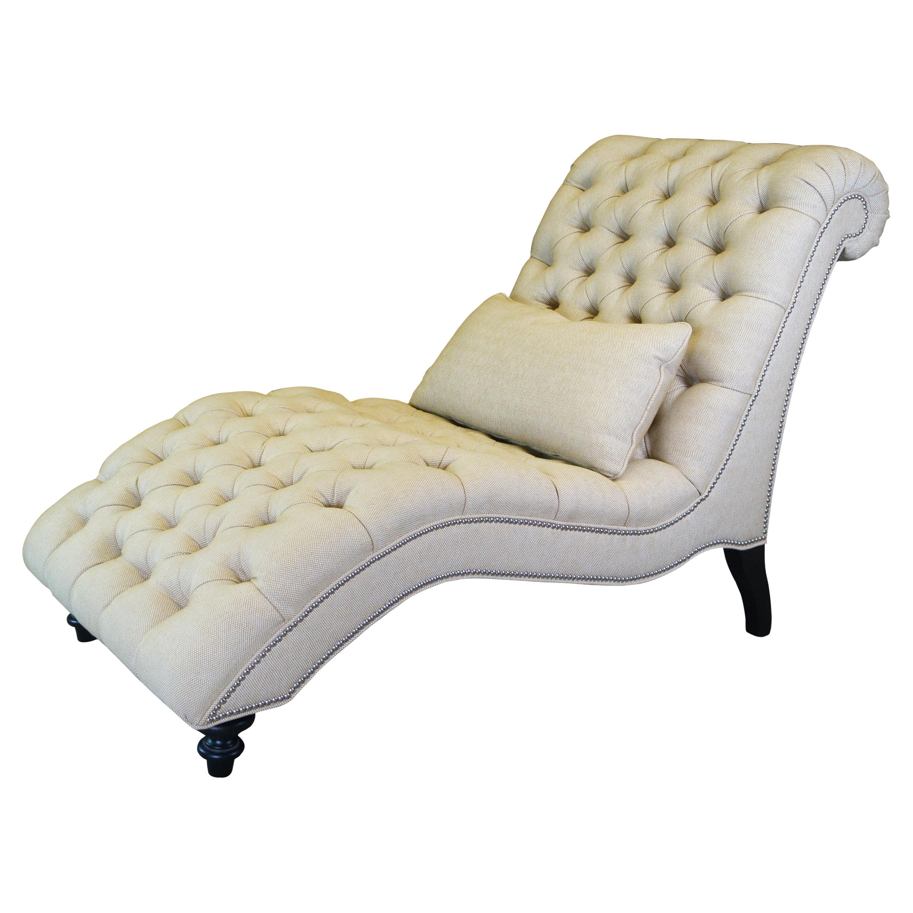 Lexington Upholstery Traditional Beige Tufted Althena Chaise Lounge 7802-75 For Sale