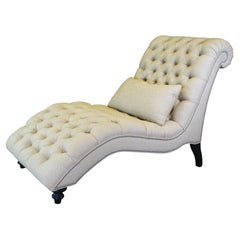 Retro Lexington Upholstery Traditional Beige Tufted Althena Chaise Lounge 7802-75
