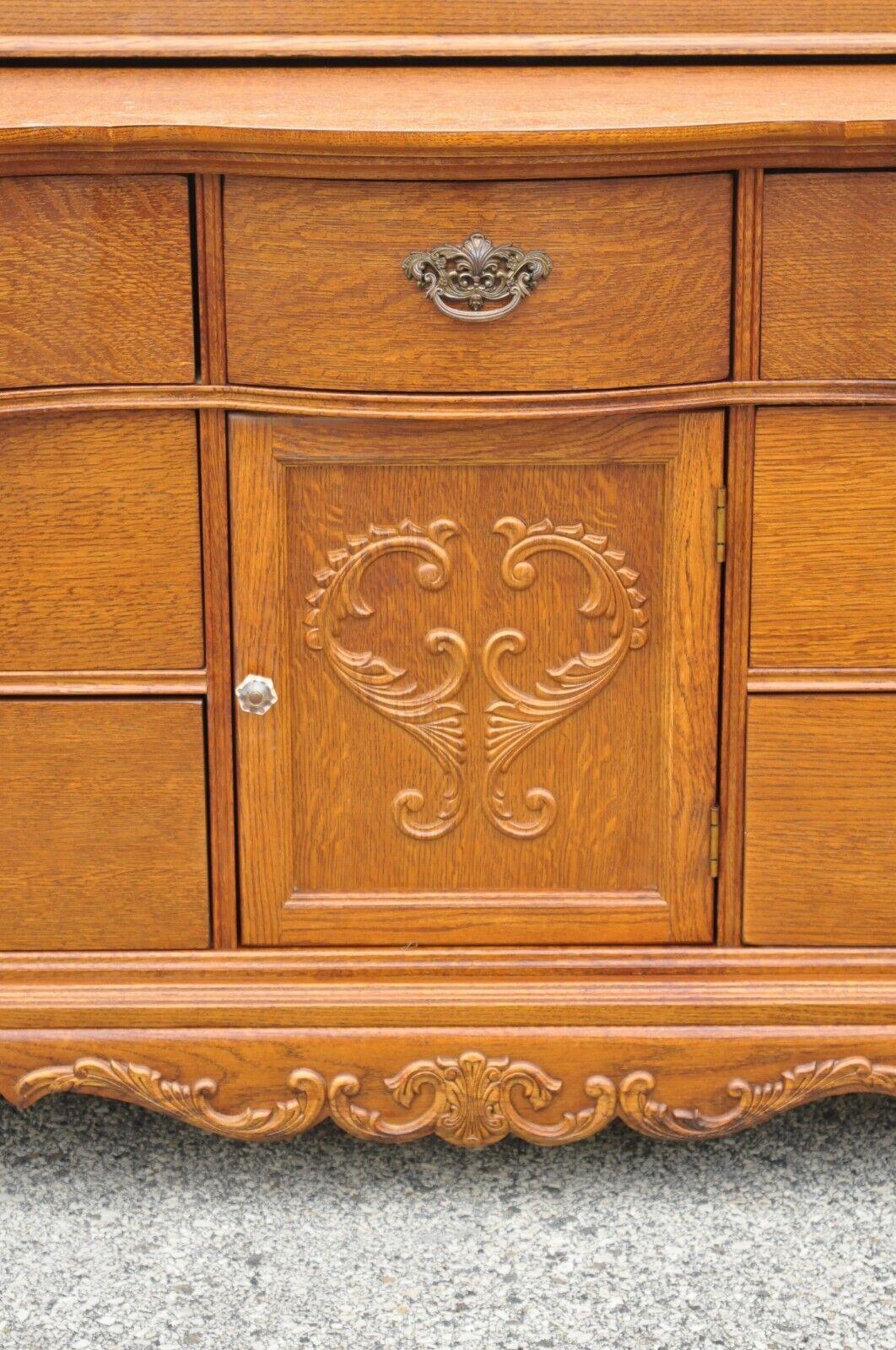 Lexington Victorian Sampler Oak Triple Dresser with Mirror For Sale 4