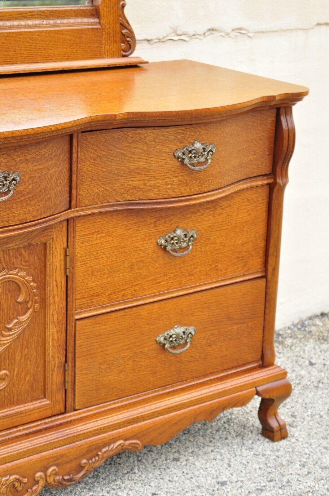 Lexington Victorian Sampler Oak Triple Dresser with Mirror For Sale 1