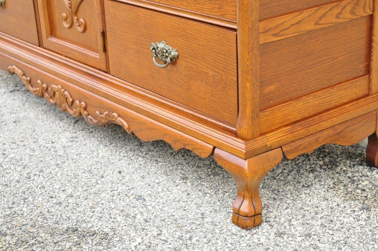Lexington Victorian Sampler Oak Triple Dresser with Mirror For Sale at