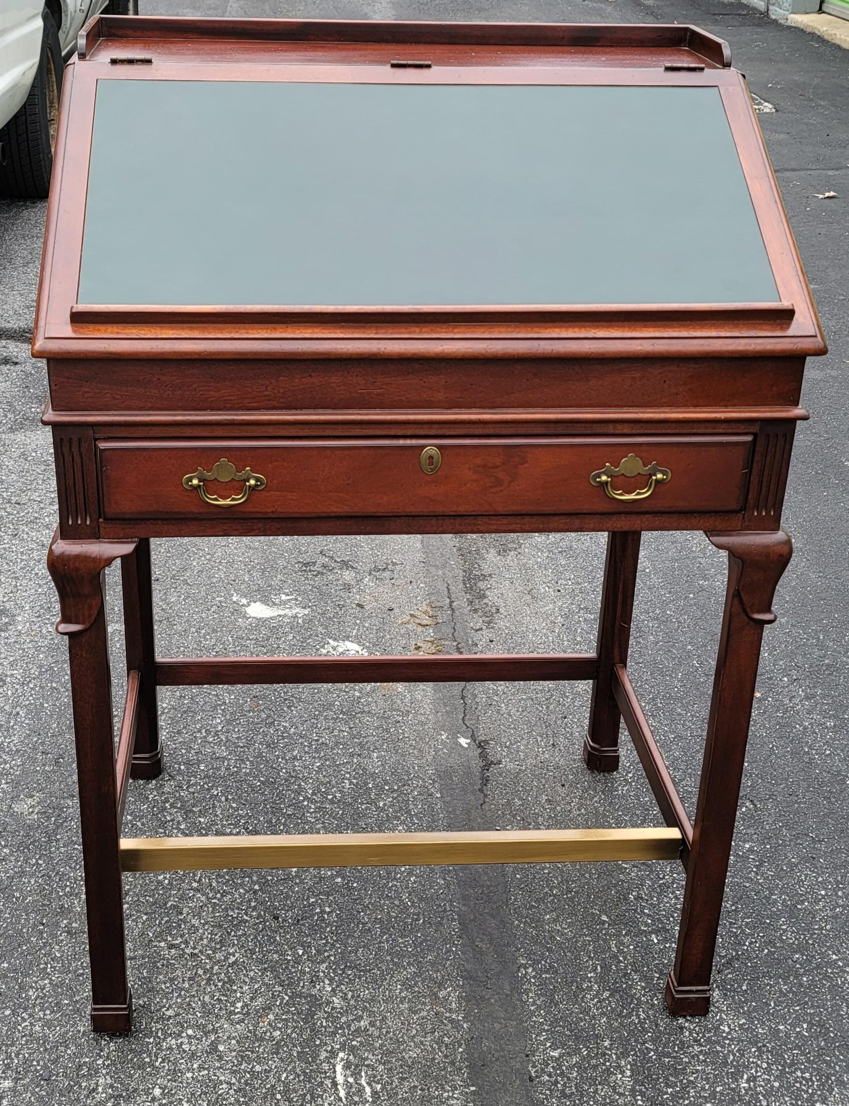 Lexington's Palmer Home Collection Mahogany Tooled Leather Drafting Desk W/ Tray For Sale 2