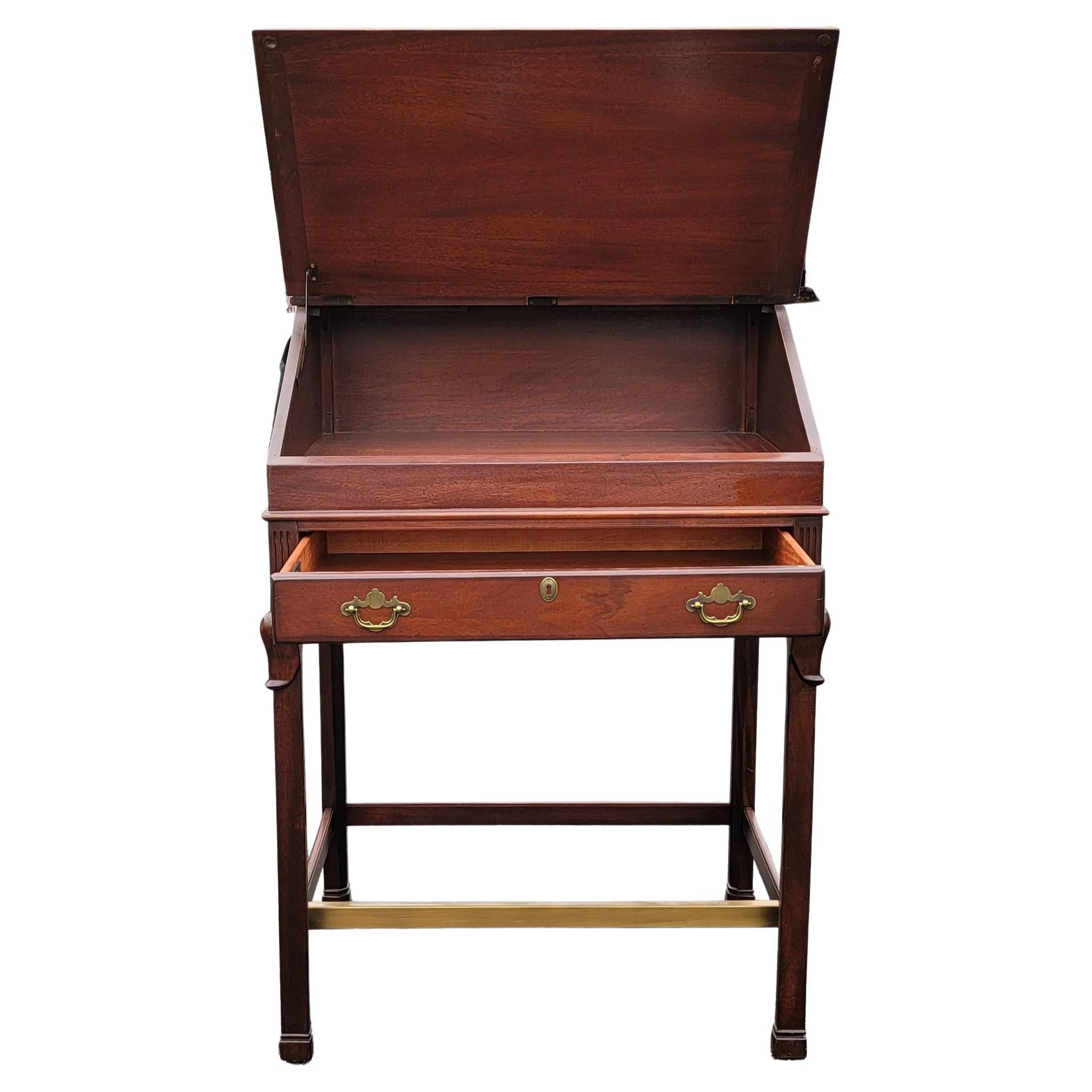 Regency Lexington's Palmer Home Collection Mahogany Tooled Leather Drafting Desk W/ Tray For Sale