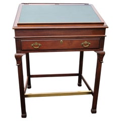 Vintage Lexington's Palmer Home Collection Mahogany Tooled Leather Drafting Desk W/ Tray