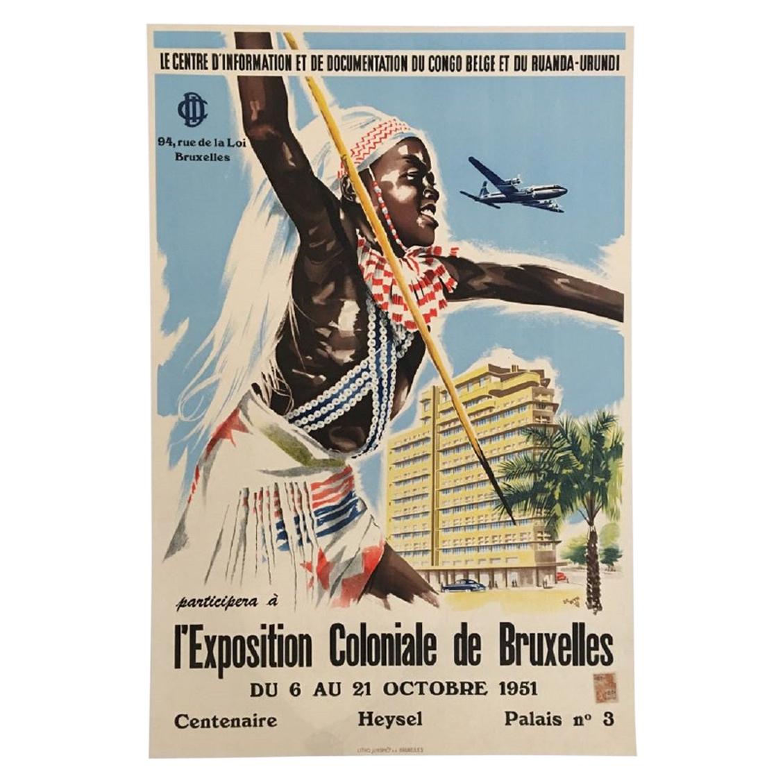 L’Exposition Coloniale de Bruxelles Original Vintage Poster