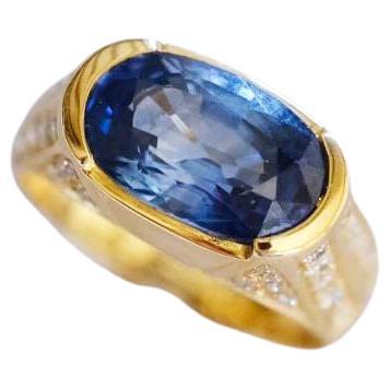 Leyser 18k Gold Sapphire Diamond Ring For Sale