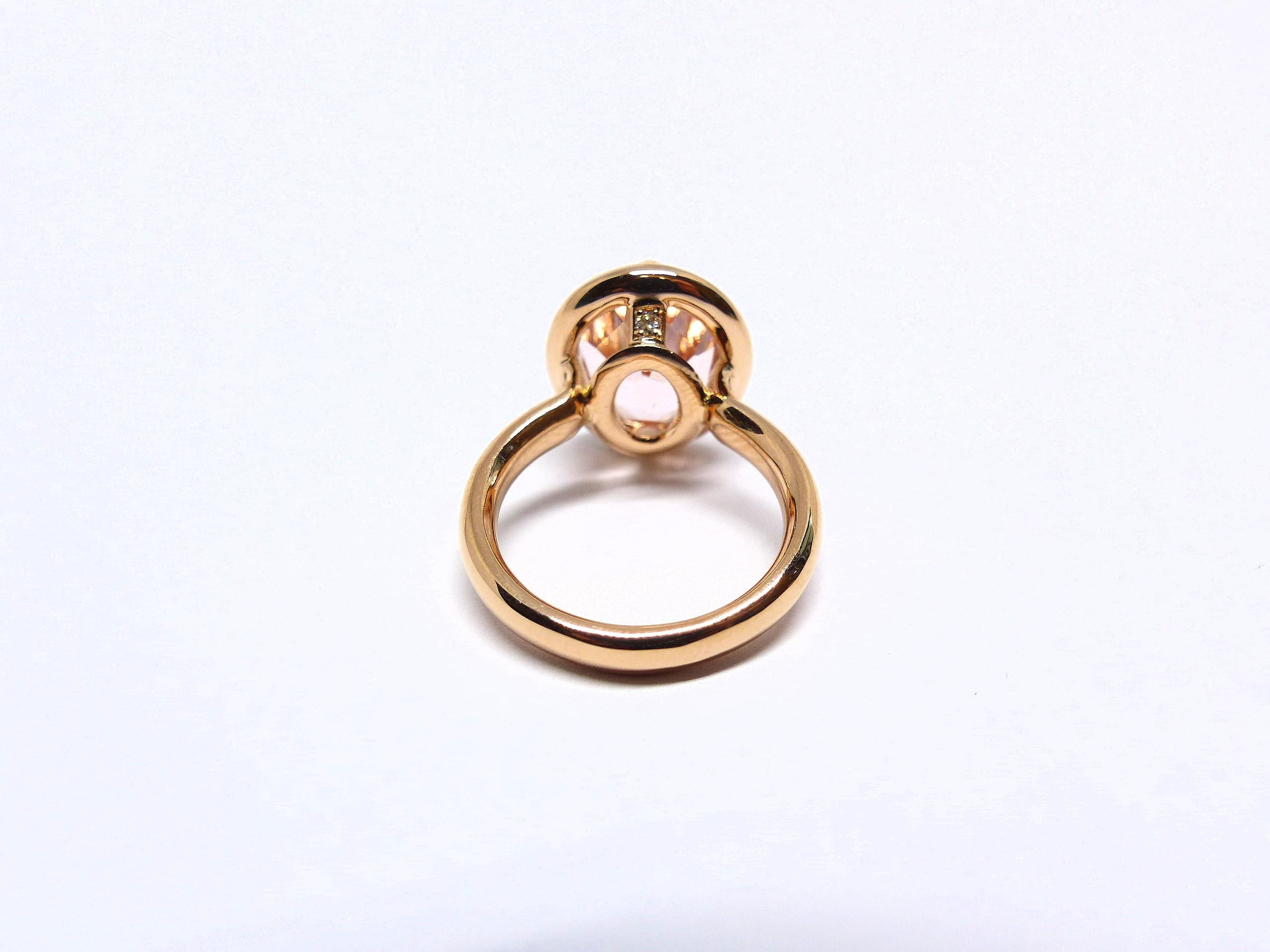 LEYSER 18K Rose Gold Morganite Diamond Ring In New Condition For Sale In Idar-Oberstein, DE