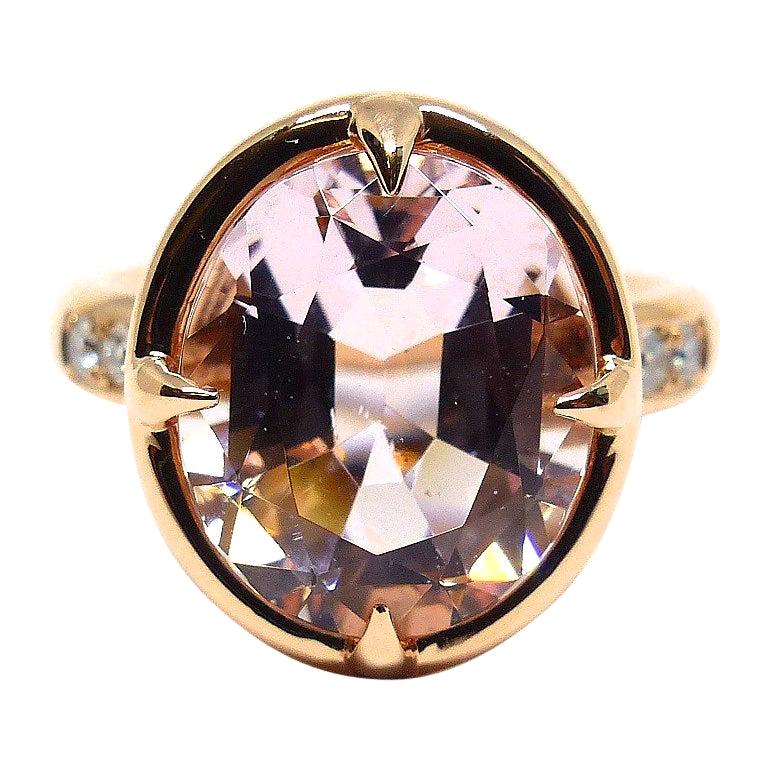 LEYSER 18K Rose Gold Morganite Diamond Ring For Sale