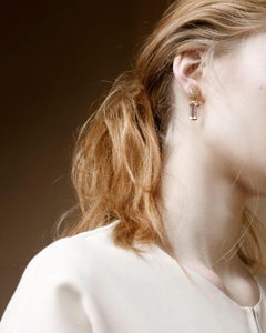 Orecchini Leyser in oro rosa 18k con morganiti e diamanti marroni