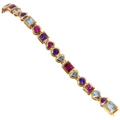 Leyser 18k Rose Gold Multi Color & Shape Gemstones Bracelet