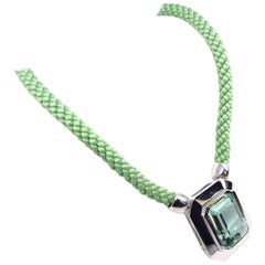 Leyser 18k White Gold Fine Green Beryl Pendant