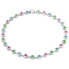 Leyser Collier en or blanc 18 carats avec pierres précieuses multicolores et diamants