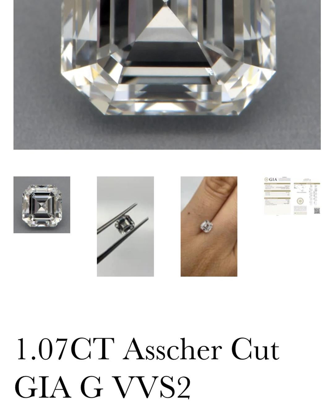 LEYSER 950 Platin Asscher-Schliff Diamant GIA G VVS2 Ring im Angebot 1