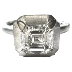 LEYSER 950 Platinum Asscher Cut Diamond GIA G VVS2 Ring