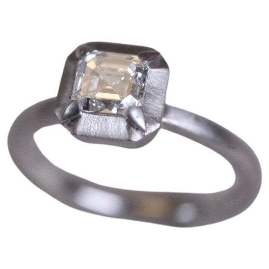 LEYSER 950 Platinum Asscher Cut Diamond GIA G VVS2 Ring