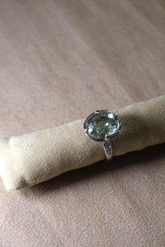 LEYSER 950 Platinum Green Beryll Ring