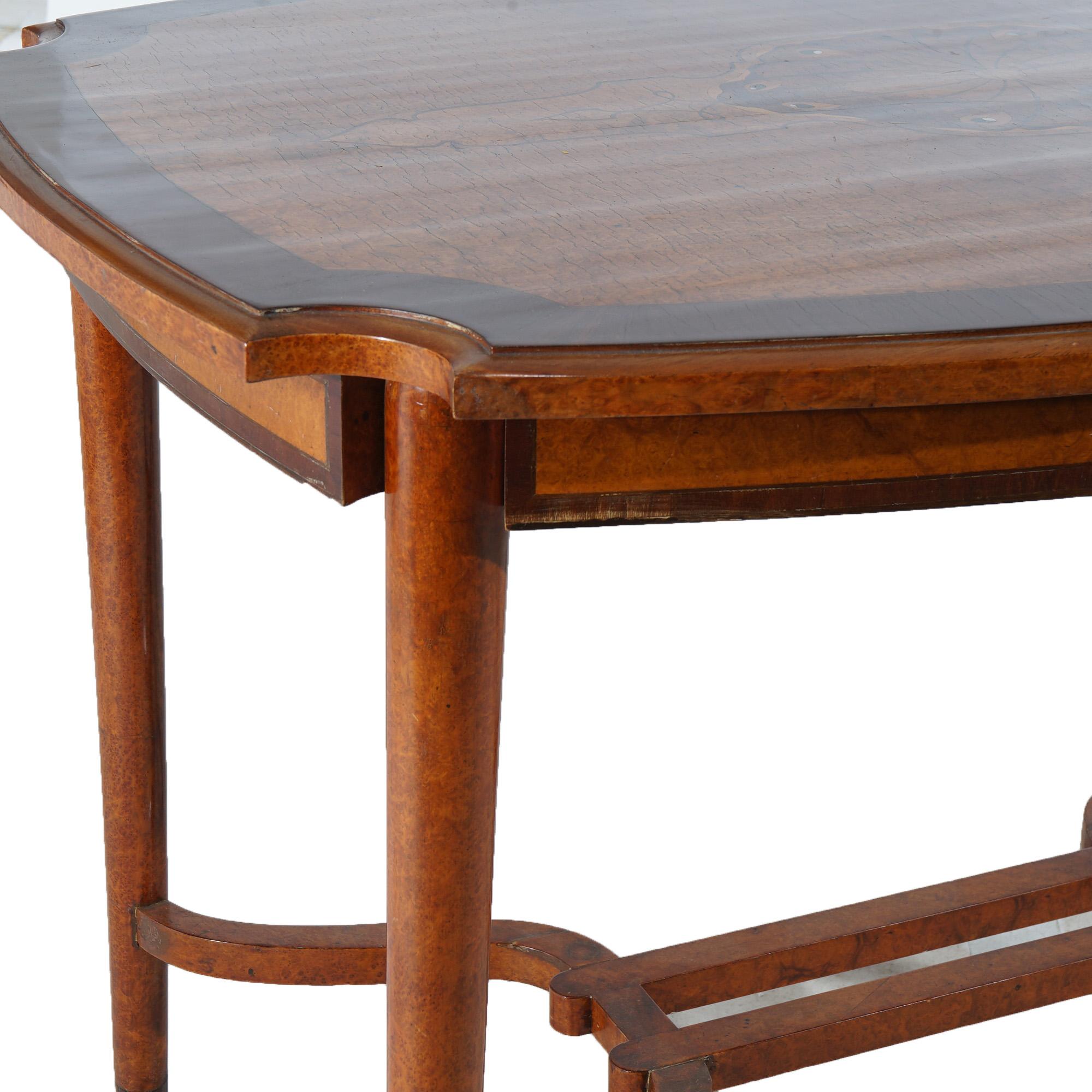 Leytens Frères Art Nouveau Table centrale en marqueterie de palissandre, satin et loupe v1900 en vente 7
