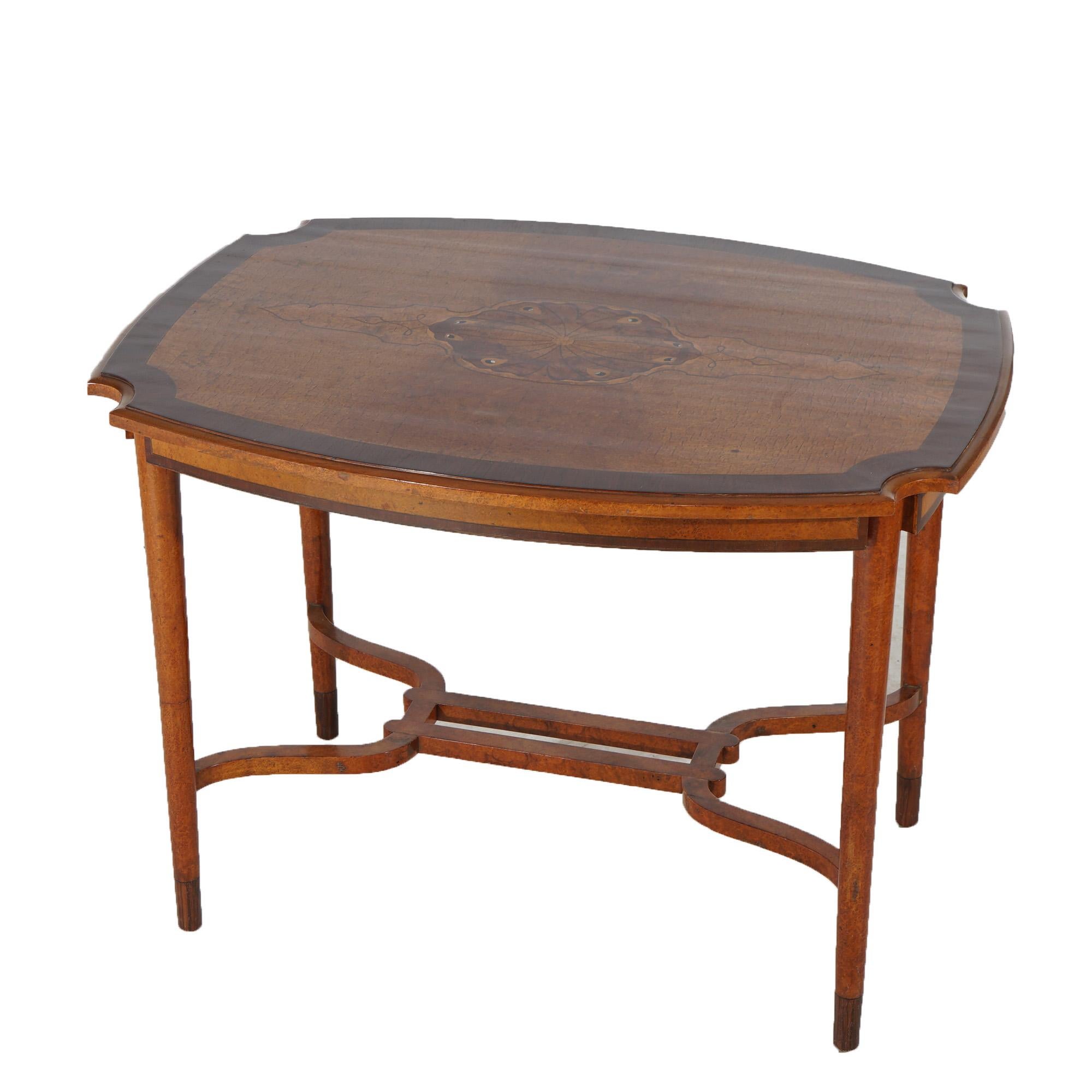 Leytens Frères Art Nouveau Table centrale en marqueterie de palissandre, satin et loupe v1900 Bon état - En vente à Big Flats, NY
