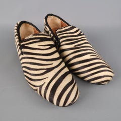 LF PARIS - Mocassins en poils de poney zébrés noirs et blancs, taille 6