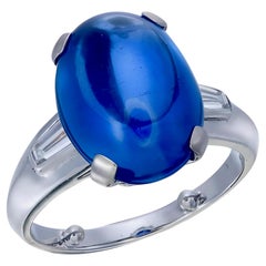 Certificato LFG 7,65 Ct. Anello con zaffiro blu intenso taglio ovale dello Sri Lanka in 18 carati W/G