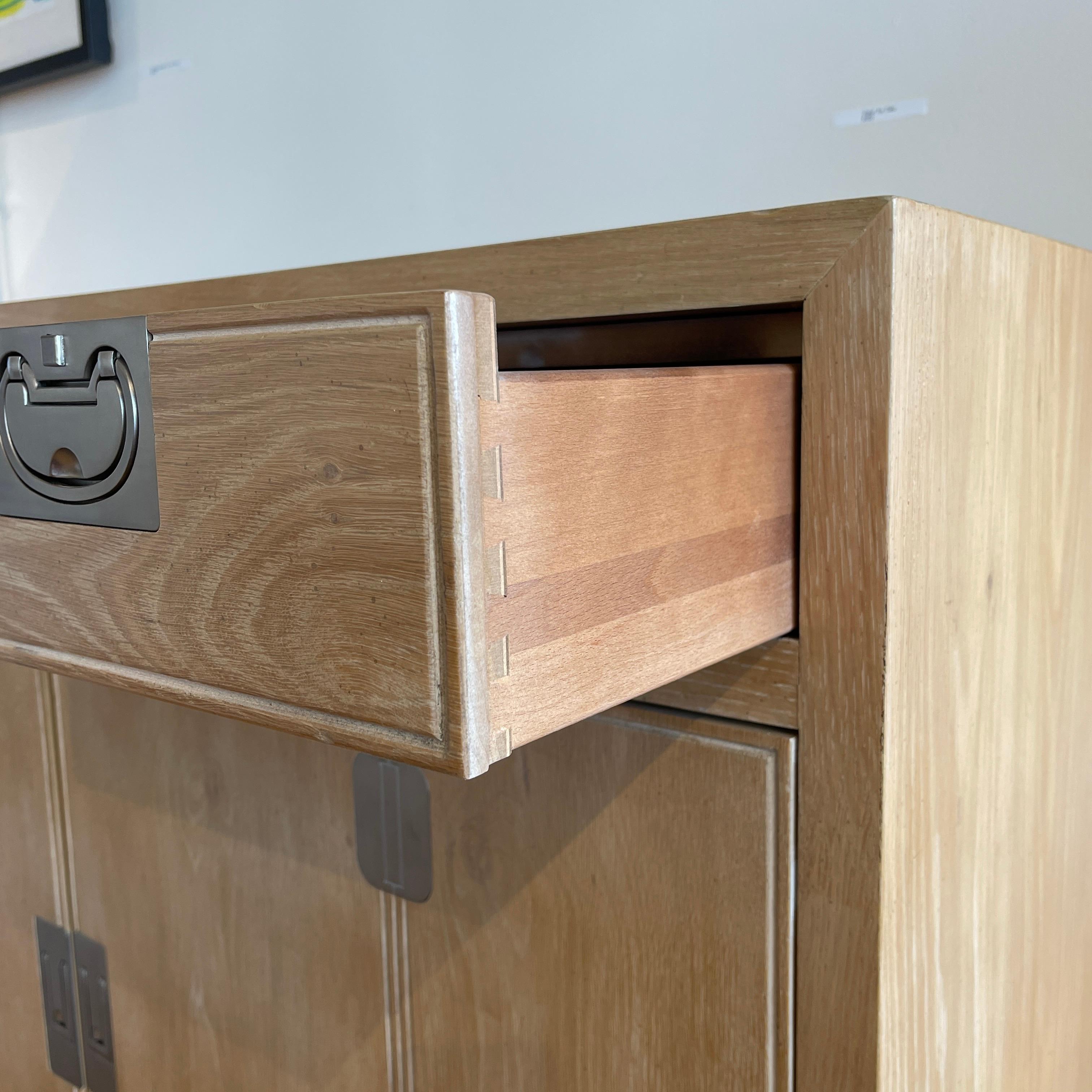 Lg Bleached Cerused Oak Cabinet Dresser W Nickel Hardware -Henredon 2- Available 4