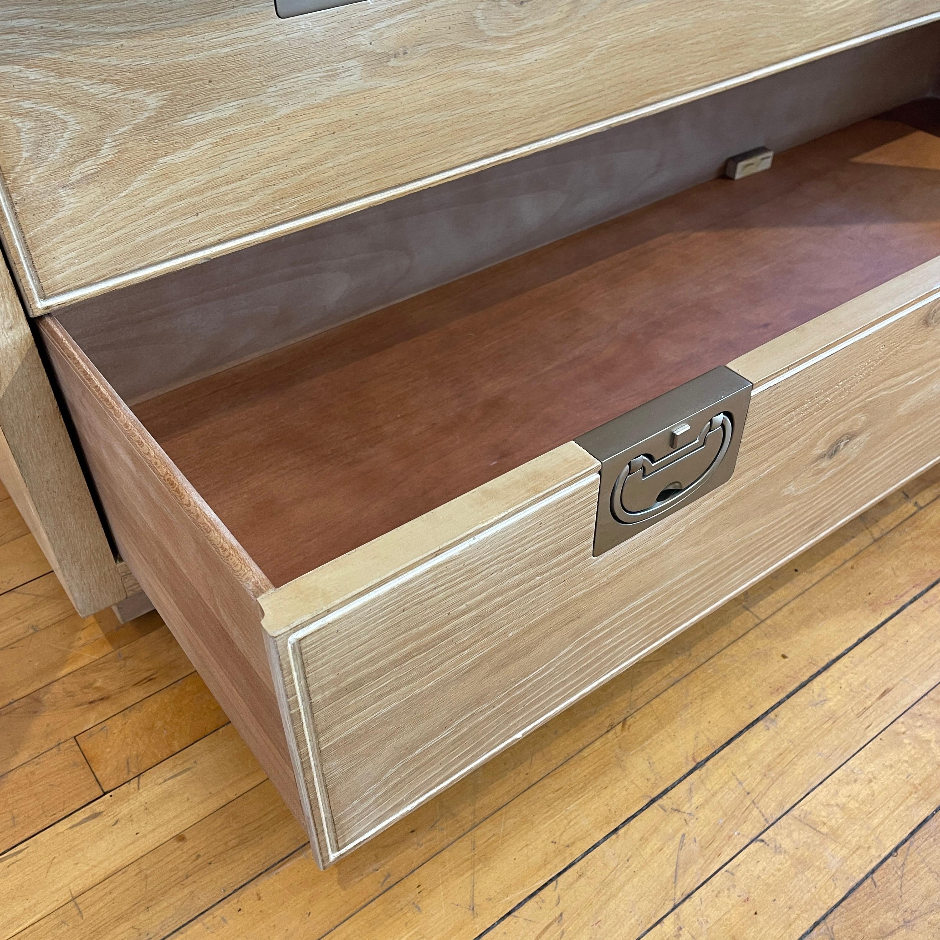 Lg Bleached Cerused Oak Cabinet Dresser W Nickel Hardware -Henredon 2- Available 1