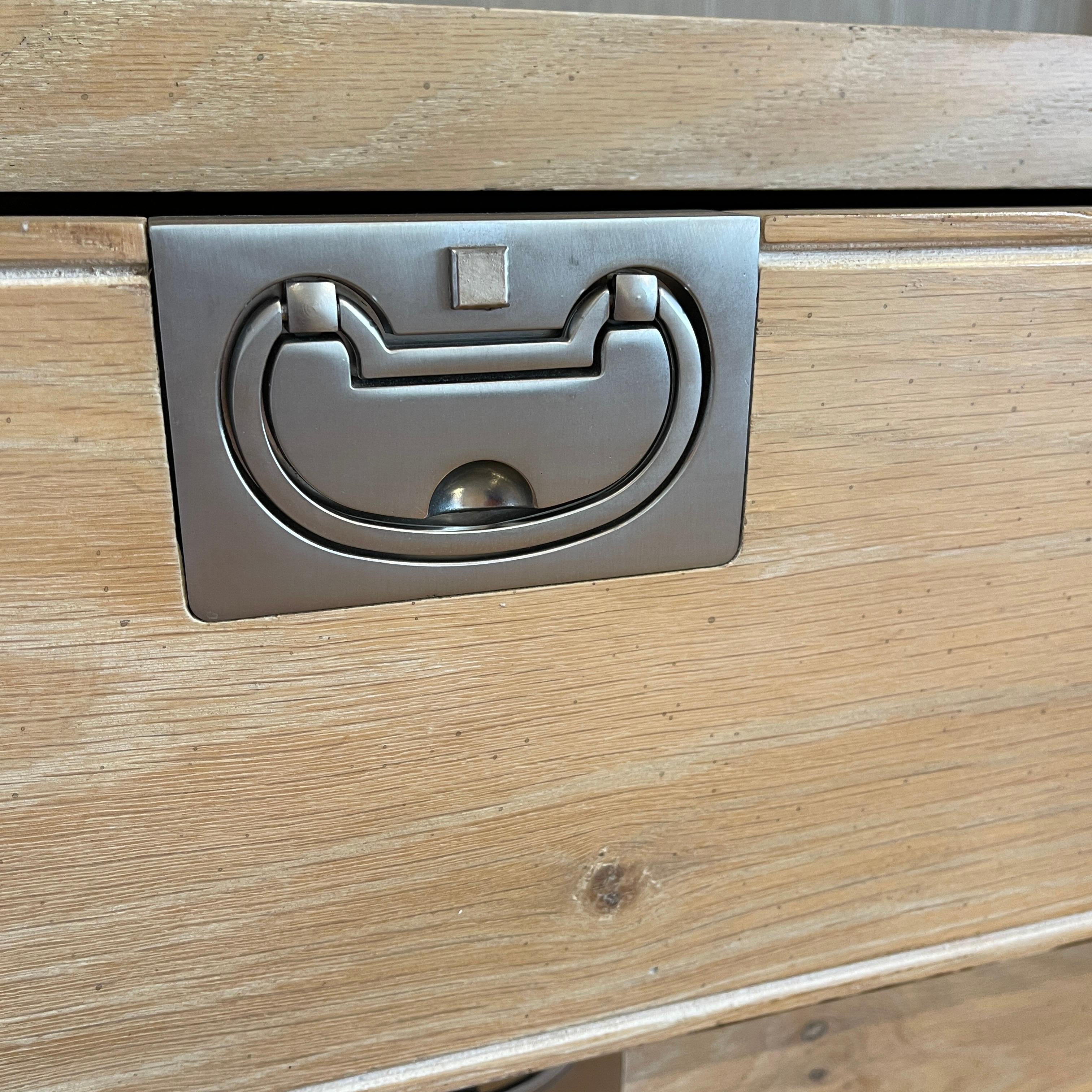 Lg Bleached Cerused Oak Cabinet Dresser W Nickel Hardware -Henredon 2- Available 2